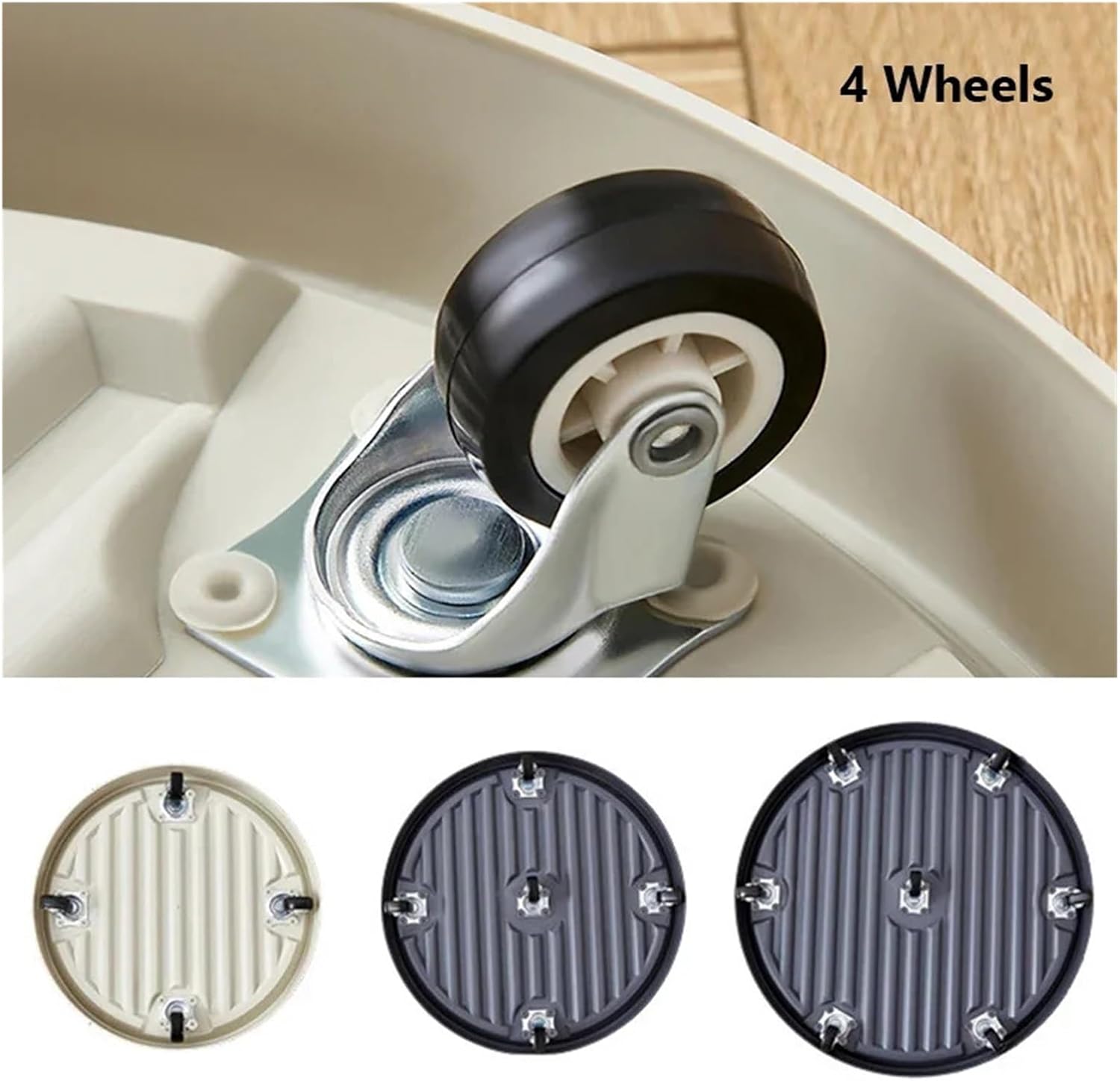 Flower Pot Tray Wheels Round Plastic Heavy Duty Tree Potted Planter Stand Rack Removable Moving Trays with Rollers(Grey-25.3CM)