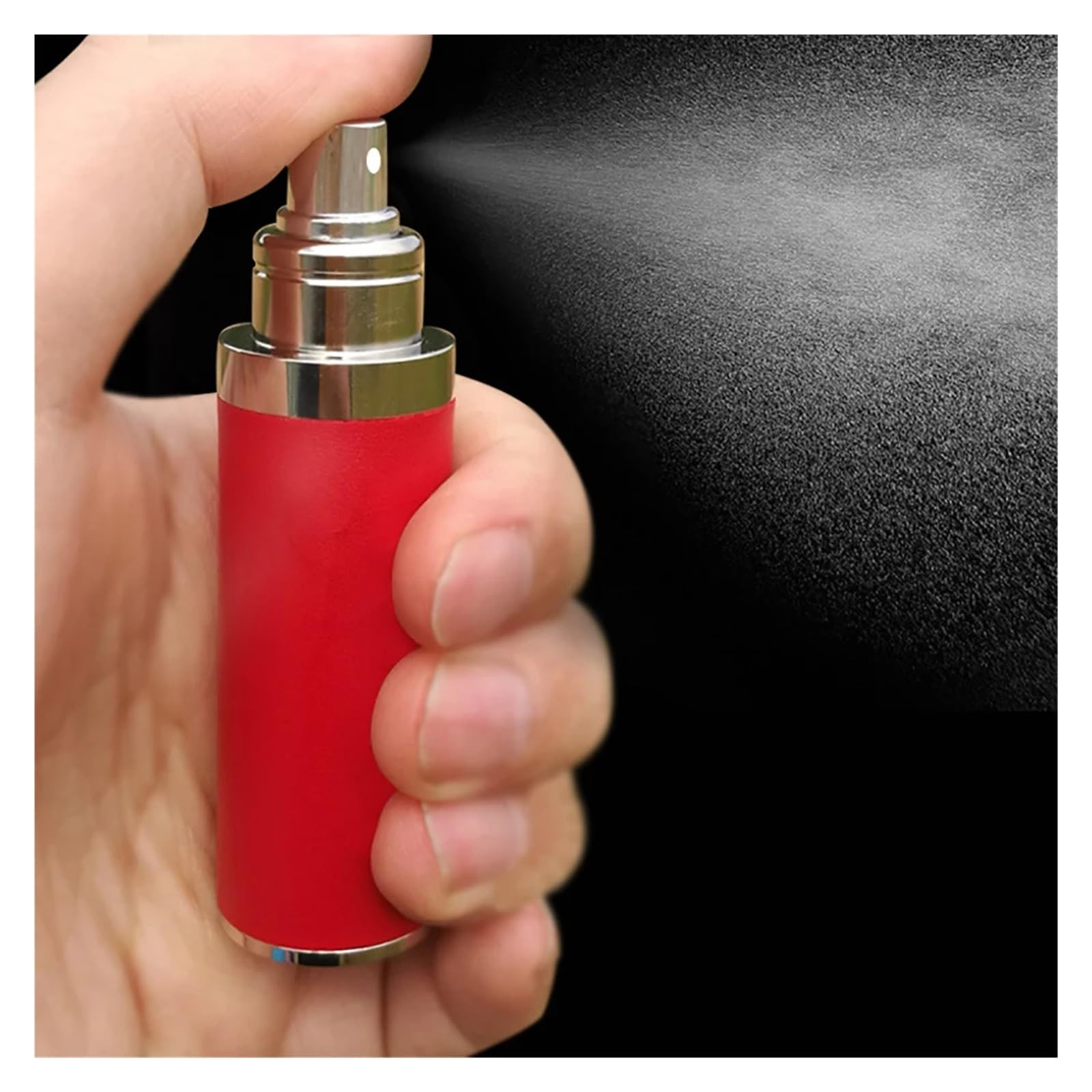 Flacone di profumo in pelle Bottiglia ricaricabile di profumo portatile | Mini atomizzatore spruzzatore in pelle lavorato a mano, dimensioni da viaggio(Red)