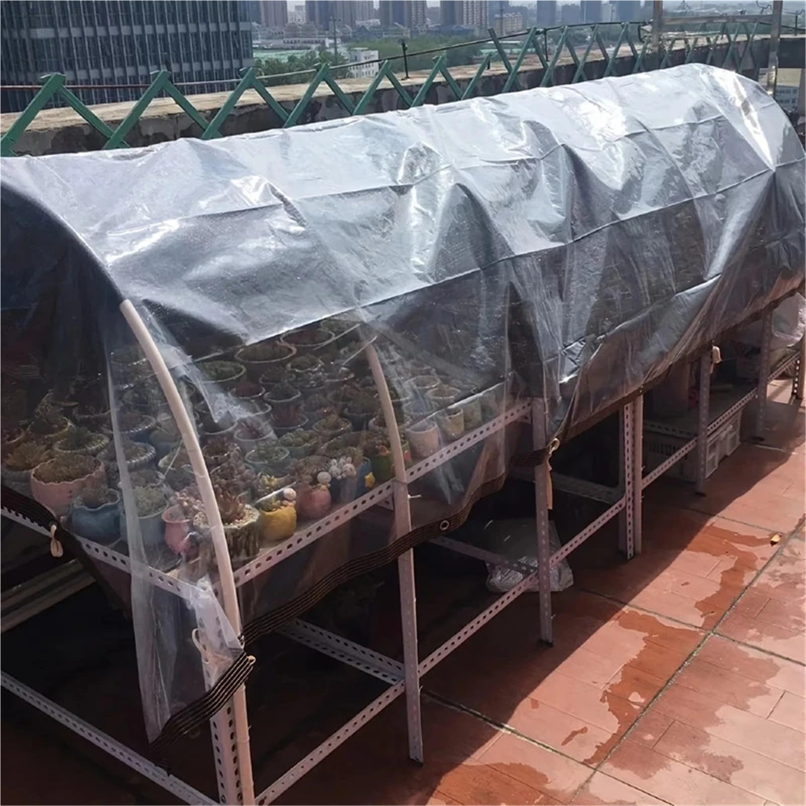 Telone Trasparente 2M ~ 5M Trasparente Panno Antipioggia Giardino Balcone PE Film Gazebo Serra Pianta Grassa Tenere In Caldo Copertura Tarp telone(White Edge,3.0mX3.0m)