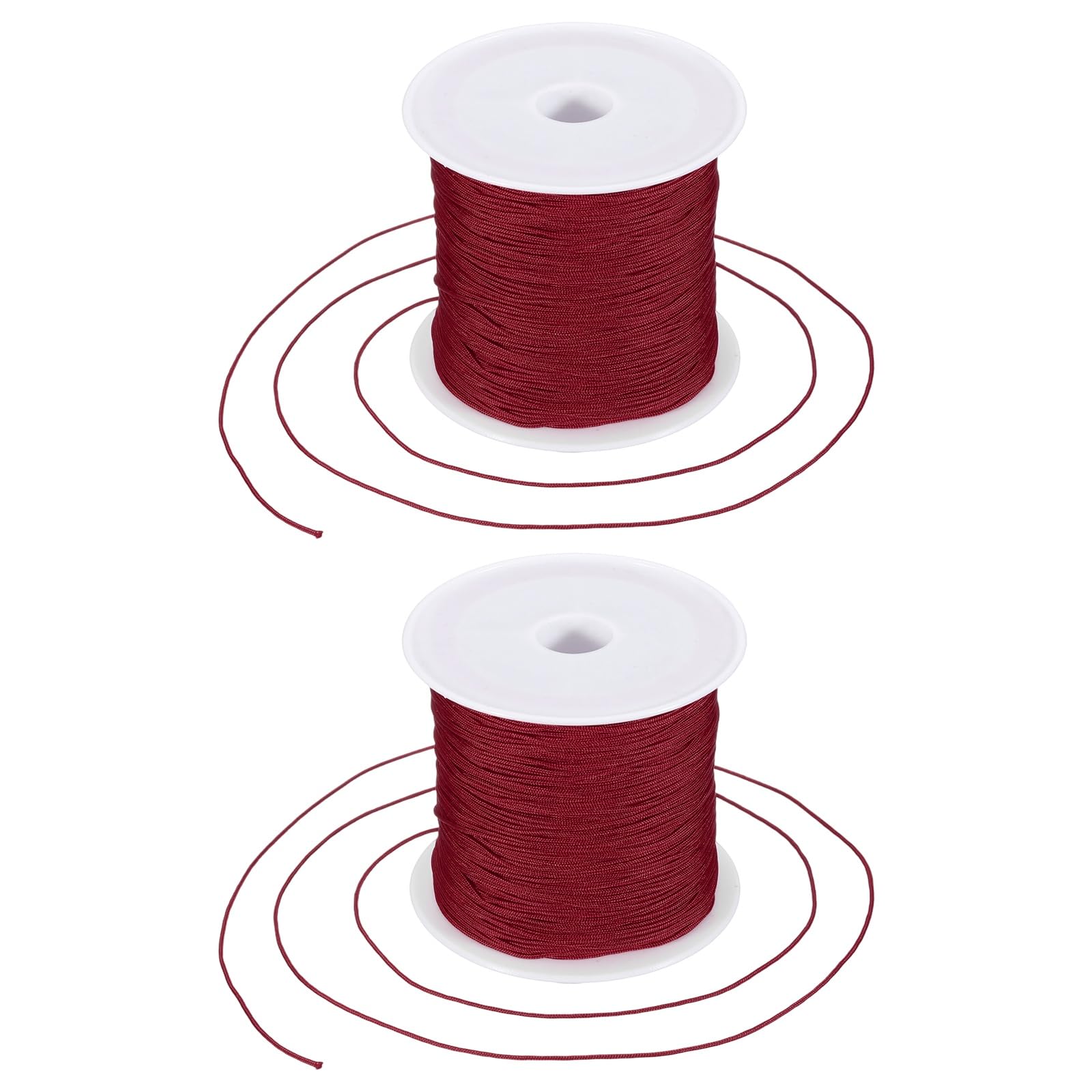 sourcing map 2 Pcs 0.6mm Nylon String for Bracelets, 44 Yards Satin Nylon Beading Thread Chinese Knotting Cord for Jewelry Making DIY Craft Beading Friendship Necklace Bracelet(Dark Red)