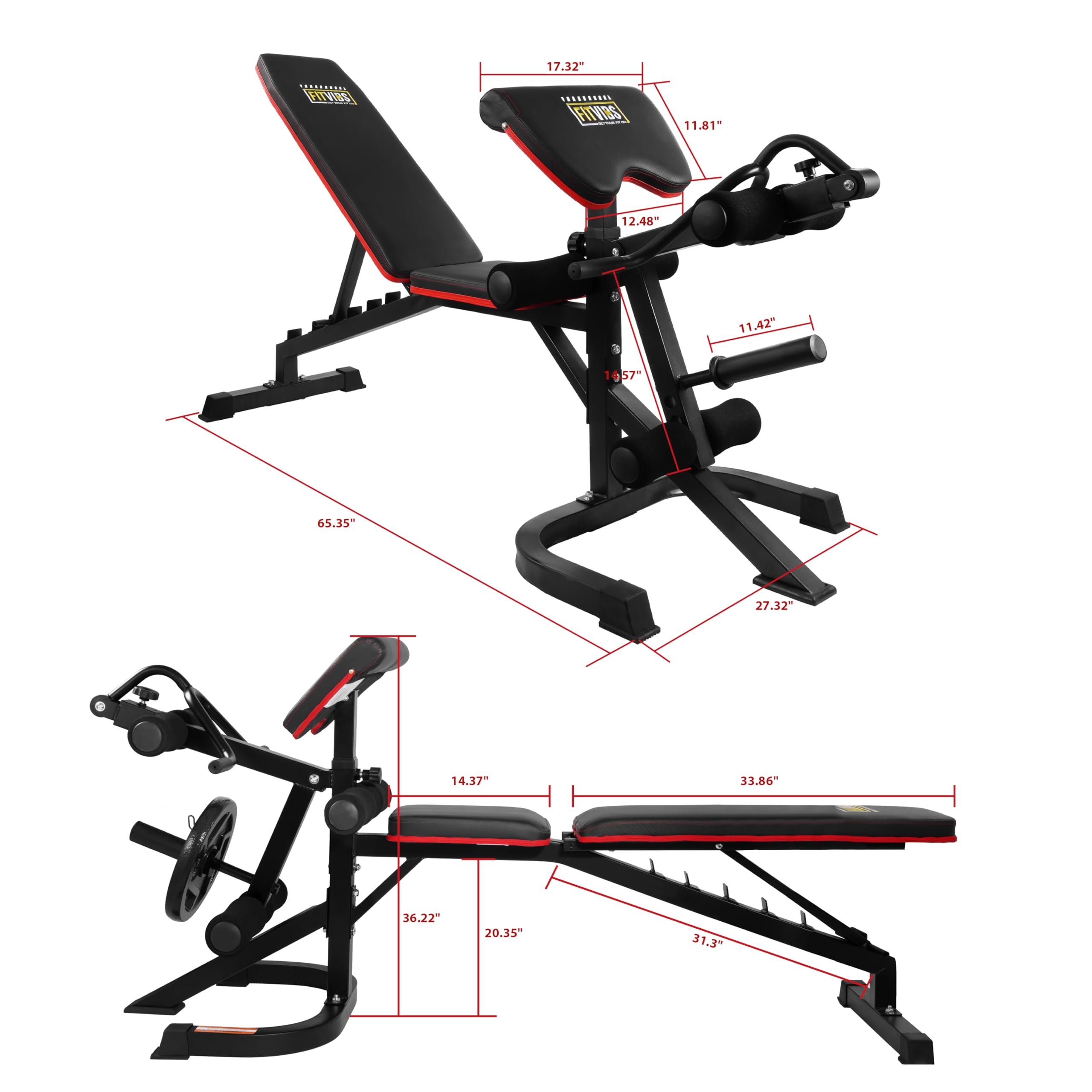 Amazon.com : Fitvids Adjustable Weight Bench with Leg Extension