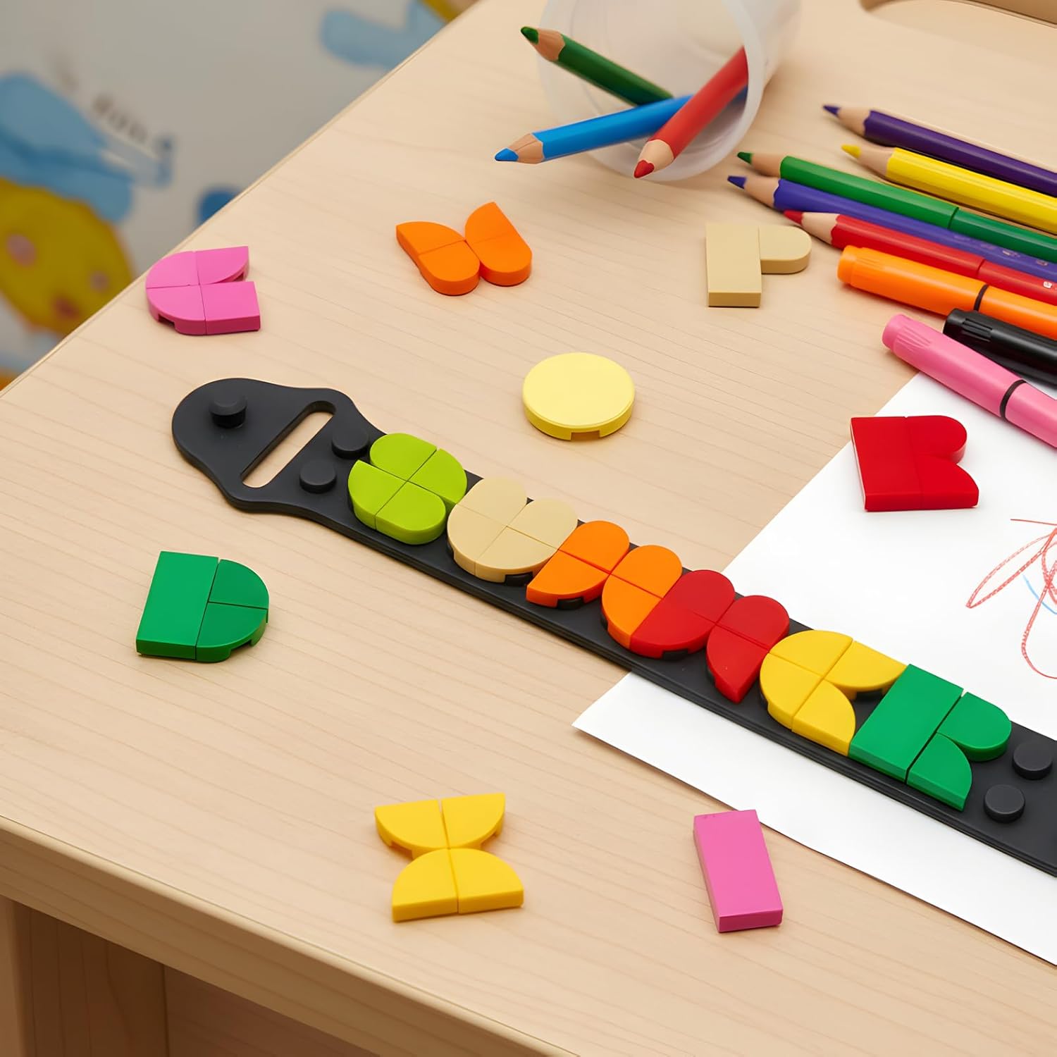 DIY Dots Bracelets Kit Building Blocks Set, with 2 Pack Alphabet Brick Set, Compatible with Lego 41919, Creative Craft Bracelet with Printed Bricks, for Birthday, Easter, Gift (Black)