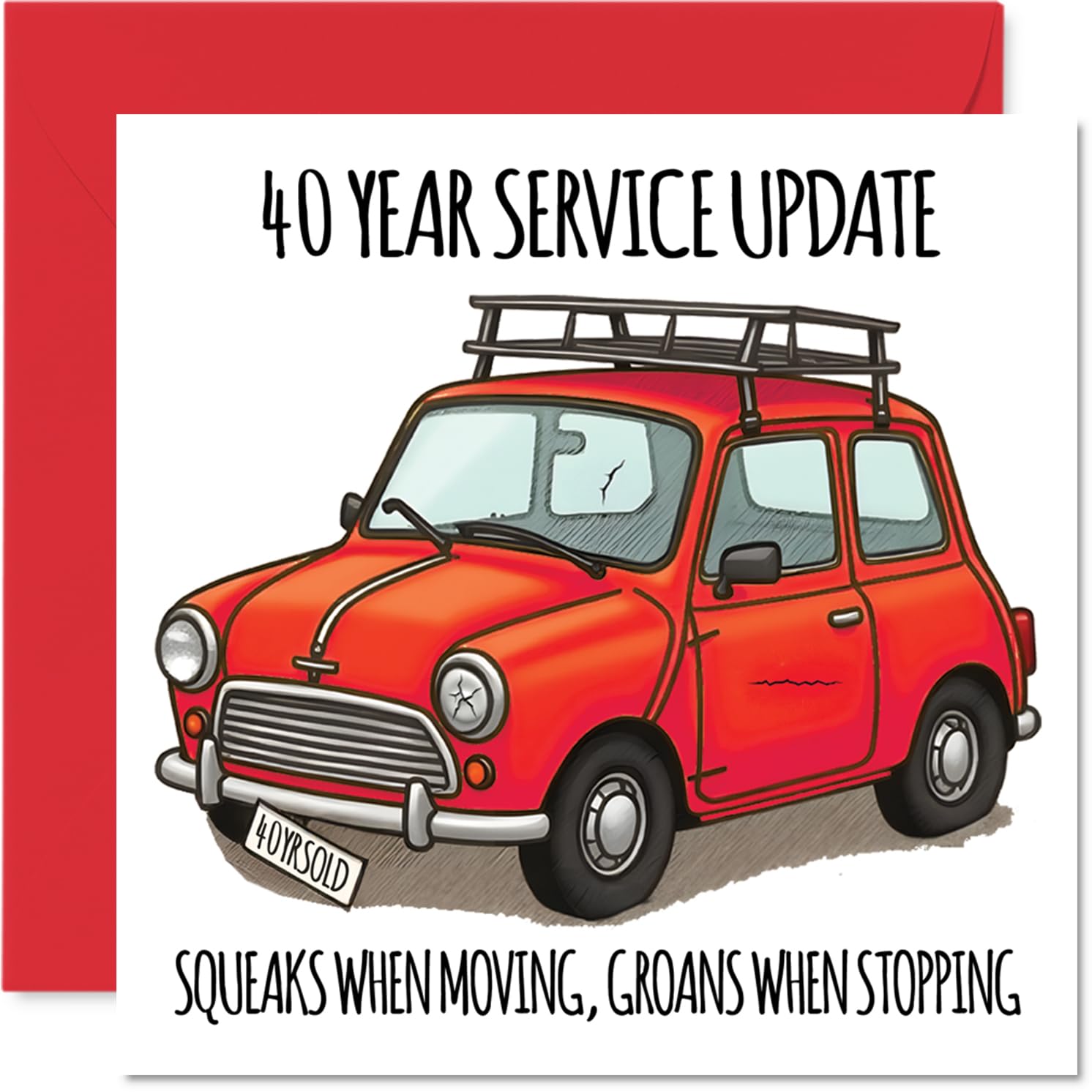 40th Birthday Cards for Men Women - Yearly Service Update - Happy Birthday Card for 40 Year Old Man Woman Sister Auntie Husband Nephew, 145mm Bday Greeting Cards