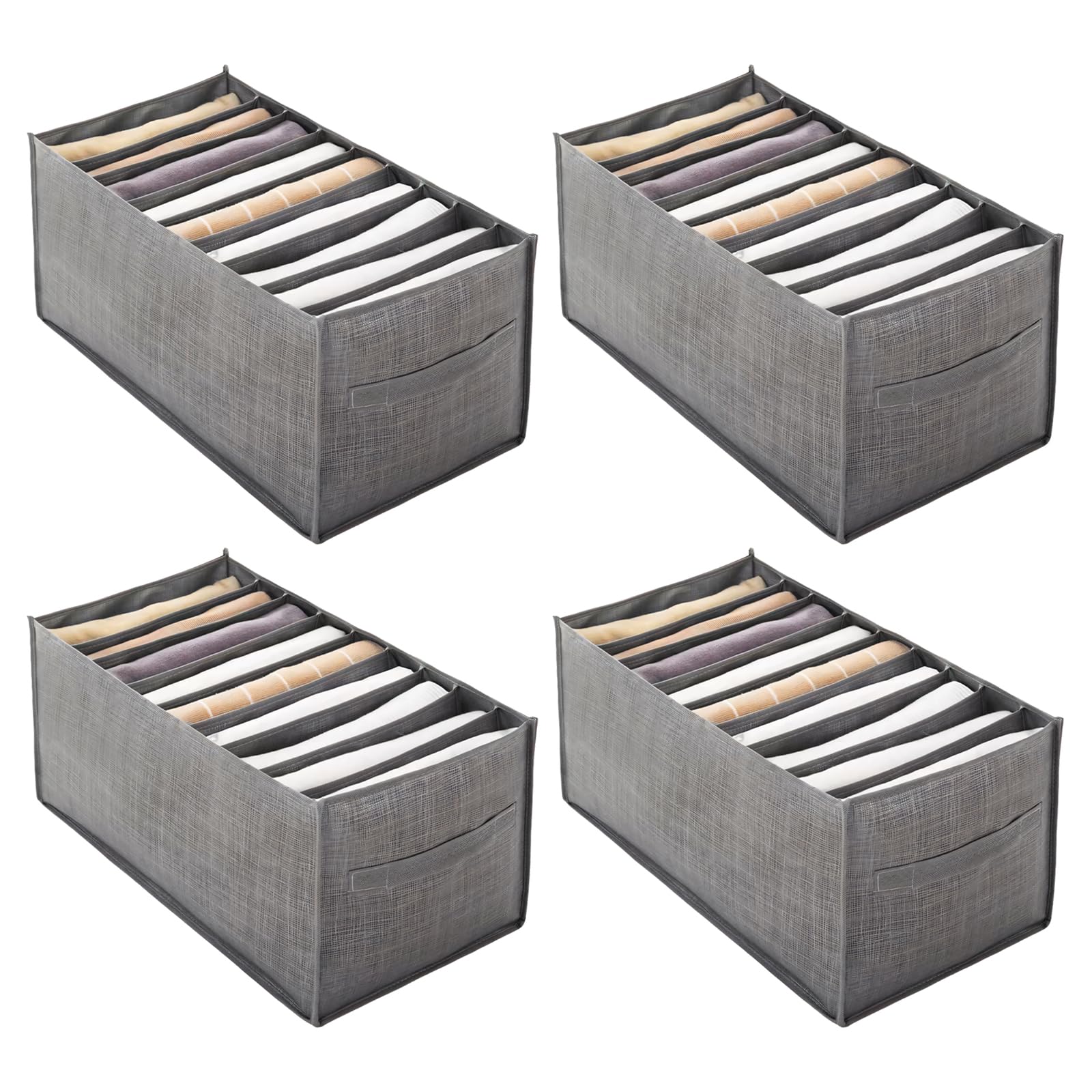 Zeiwohndc Of 4 Ventilated Fabric Boxes with 9 Divisions for Wardrobe and Closet Arrangement Drawer Dividers for Clothes