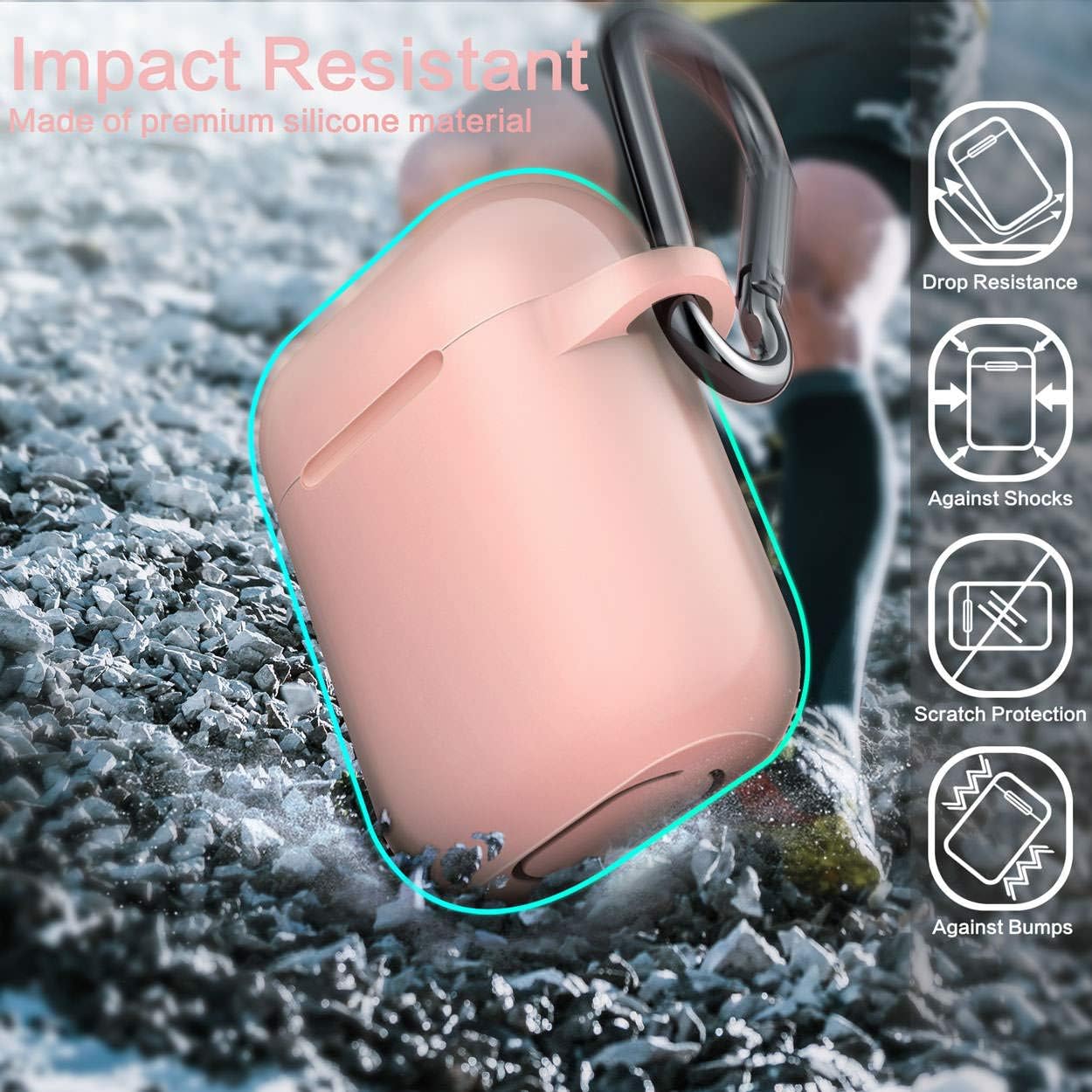 Compatible with AirPod Case Cover, (2 Pack) Cover for Airpods Case (Black&Pink)