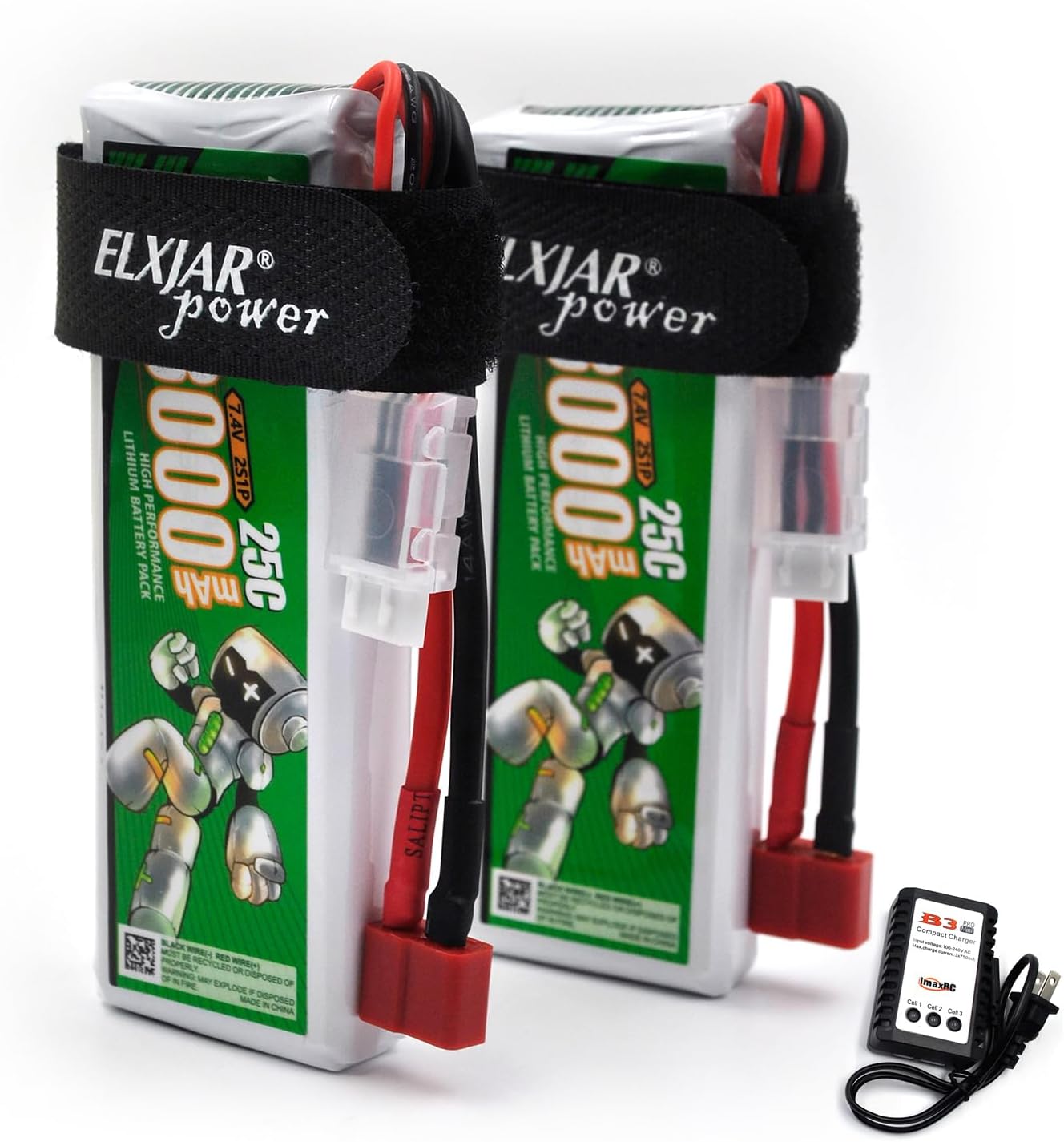 Batería Recargable Lipo 7.4V 2200mAh Con Conector JST JR Y Cargador USB, Compatible Con FrSky Taranis Q X7 Y Spektrum DX8, DX6, DX6E