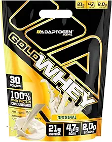 Gold Whey 900g Refil Sabor Natural (Leite em pó) Ganho de massa muscular proteína concentrada - Adaptogen