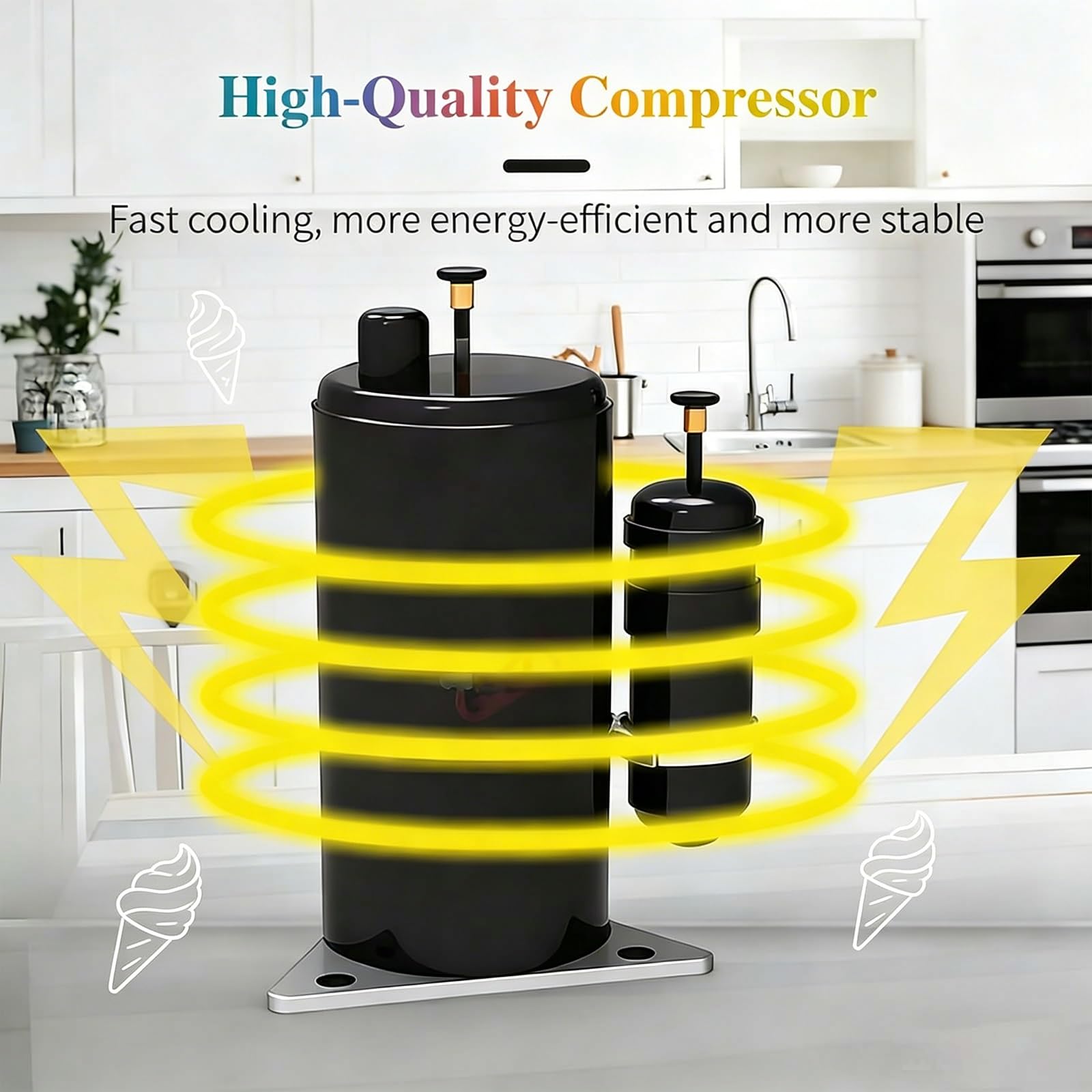 Macchina per gelato da 450 W, macchina morbida per supermercati e panetterie, attrezzatura da tavolo con schermo LCD, pulizia automatica, capacità 2,5 l, sapore singolo
