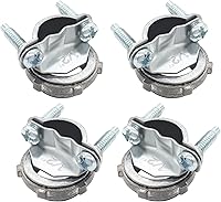 Kyuionty 4-Pack 1/2 Inch Zinc Clamp Cable Connectors for Metallic Conduit - Corrosion-Resistant Fittings with Screwdriver