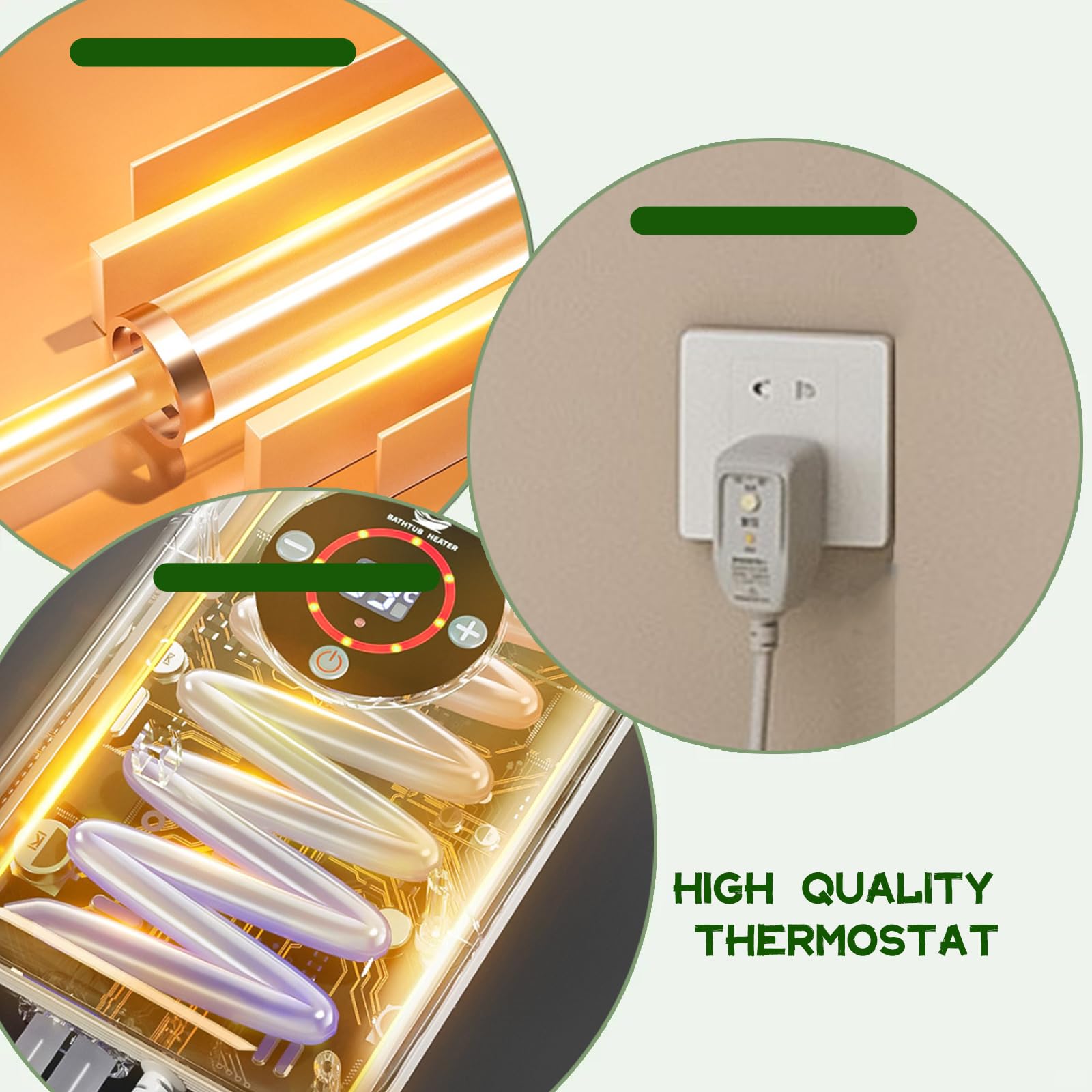 Elektrischer Badewannen- Thermostat Badewannenheizung Thermostat Tragbarer Wasserheizer 30 °C–43 °C Für Badewannen, Faltbadewannen, FußbäderWhite,22 * 14.8 * 7.5CM