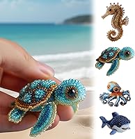 Beginner Bead Embroidery Kit - DIY Sea Creature Octopus Beaded Craft for Adults, Full-Color Instructions (Color A)