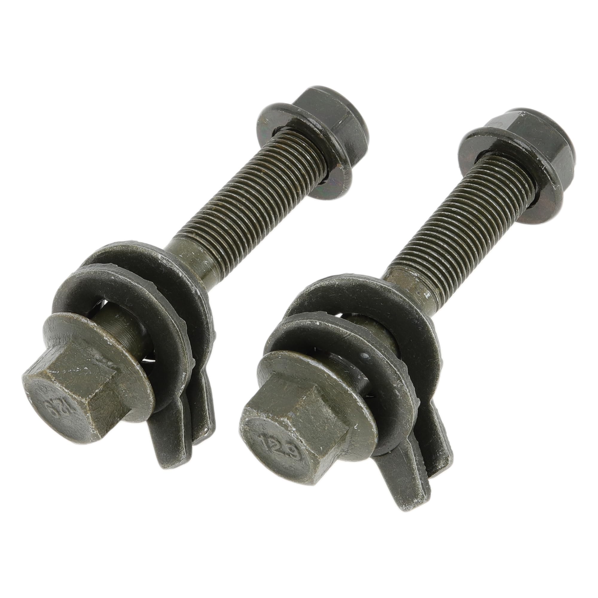 Kit De Boulons Excentriques 1 Paire Vert Pour Camber 35CrMoA | Réglage Cambrure, 16mm/0.63", 35CrMoA, Classe 12.9, 2 Joints, Revêtement Zinc, Anticorrosion, Stabilité