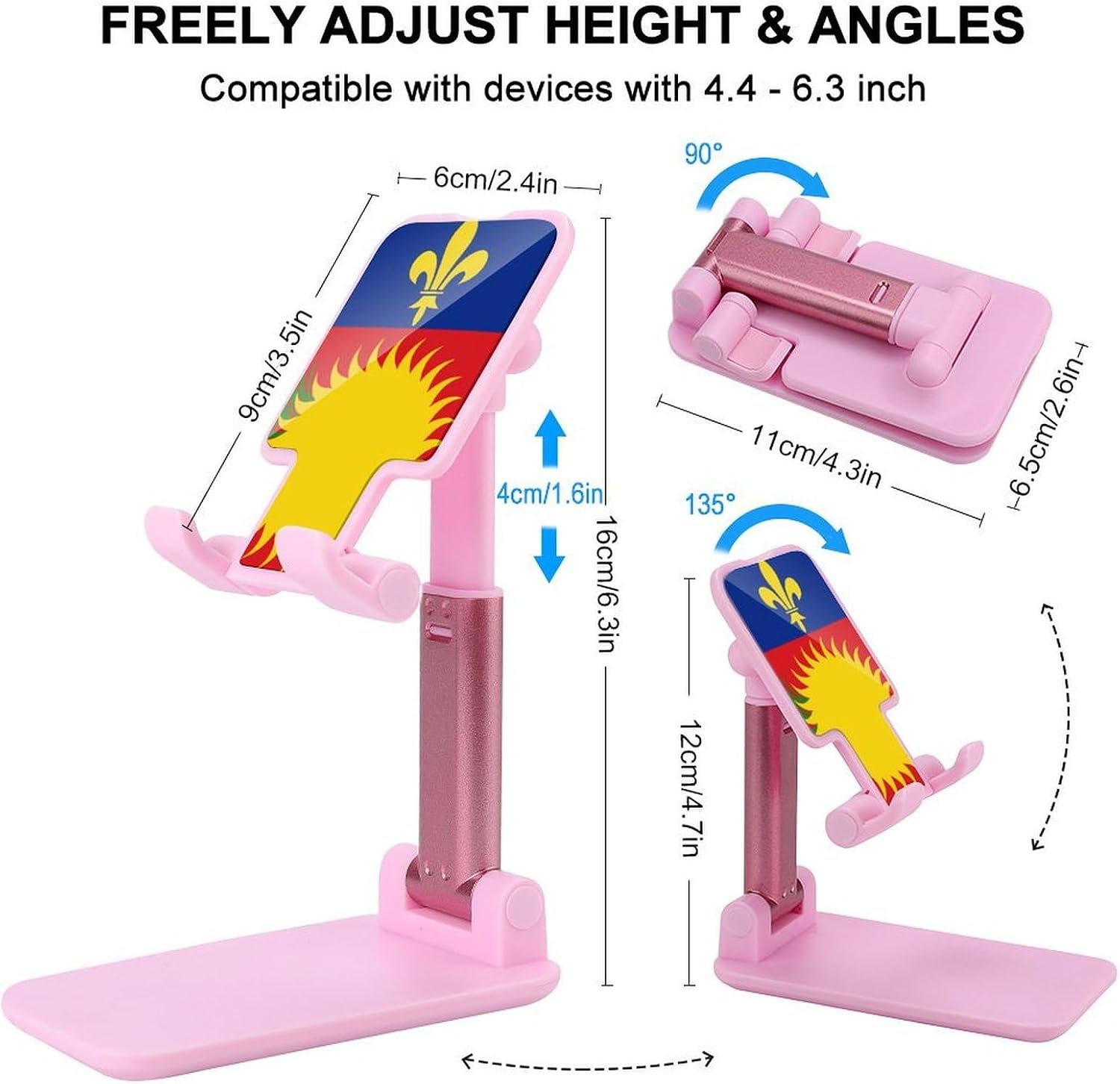 Guadeloupe Flag Novelty Cell Phone Stand Lightweight Phones Holder image 2