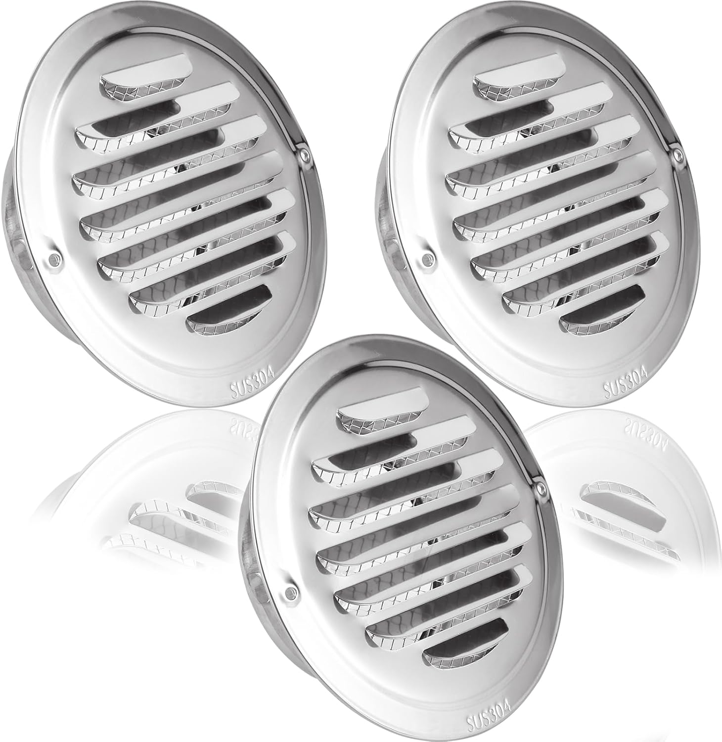 Edelstahl Lüftungsgitter Rund – 100 Mm, 304 Edelstahl, Für Außenwandmontage, Silber