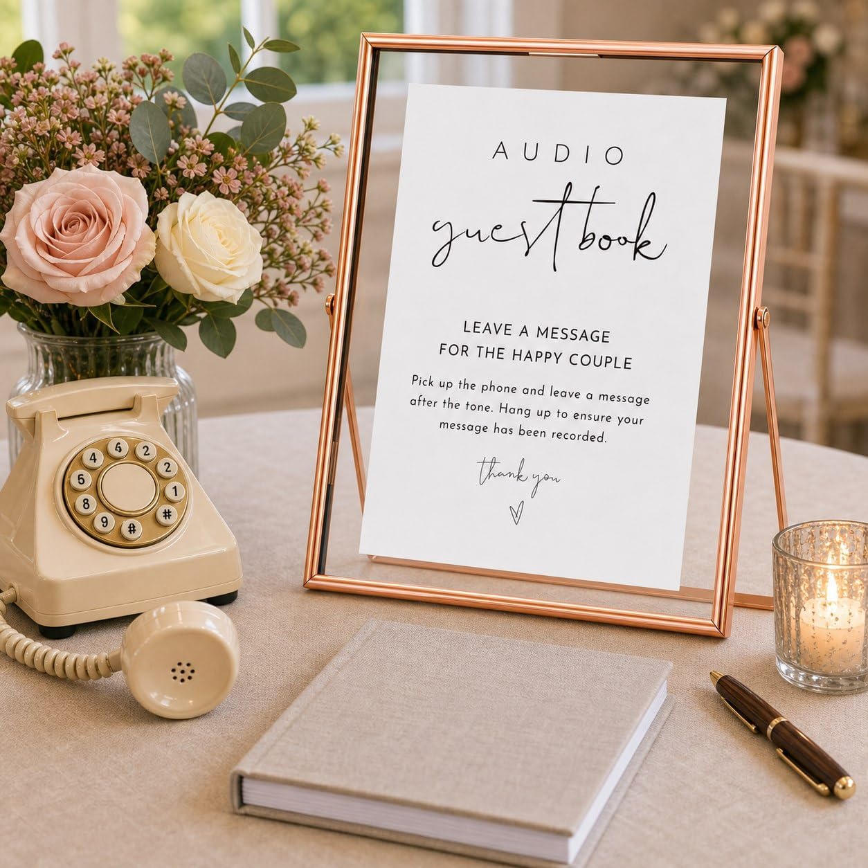 Calculs Audio Guest Book Sign, Copper 8x10 Floating Picture Frame image 4