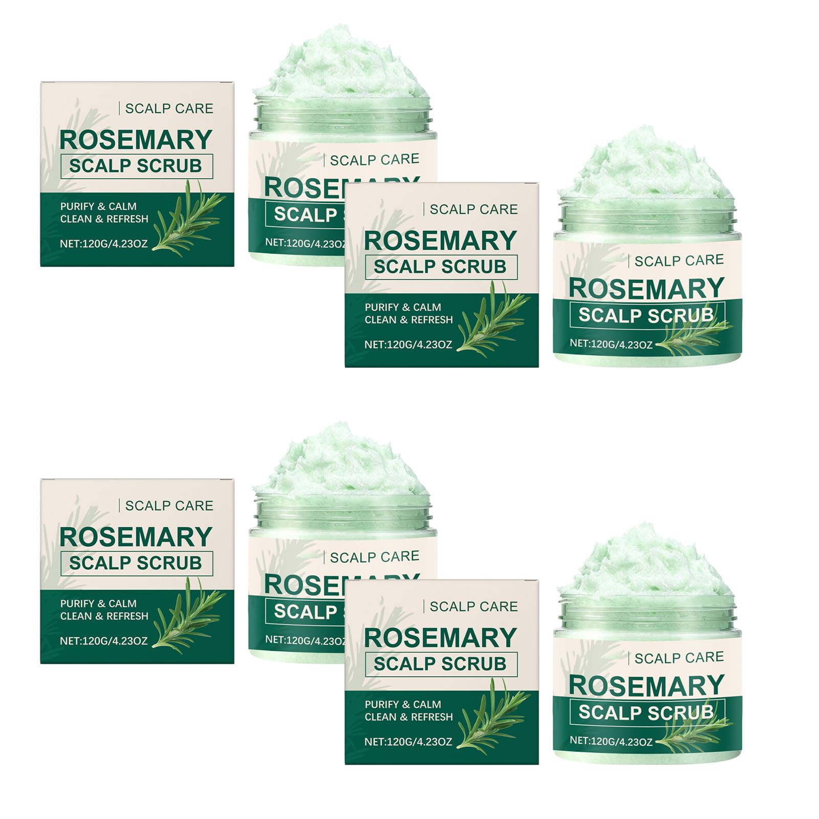 Rozmarynowy peeling do skóry głowy – głęboko oczyszczający peeling do skóry głowy przeciwko łupieżowi i tłustej skórze głowy, 120 g, lekki peeling do wszystkich rodzajów włosów, z olejkiem
