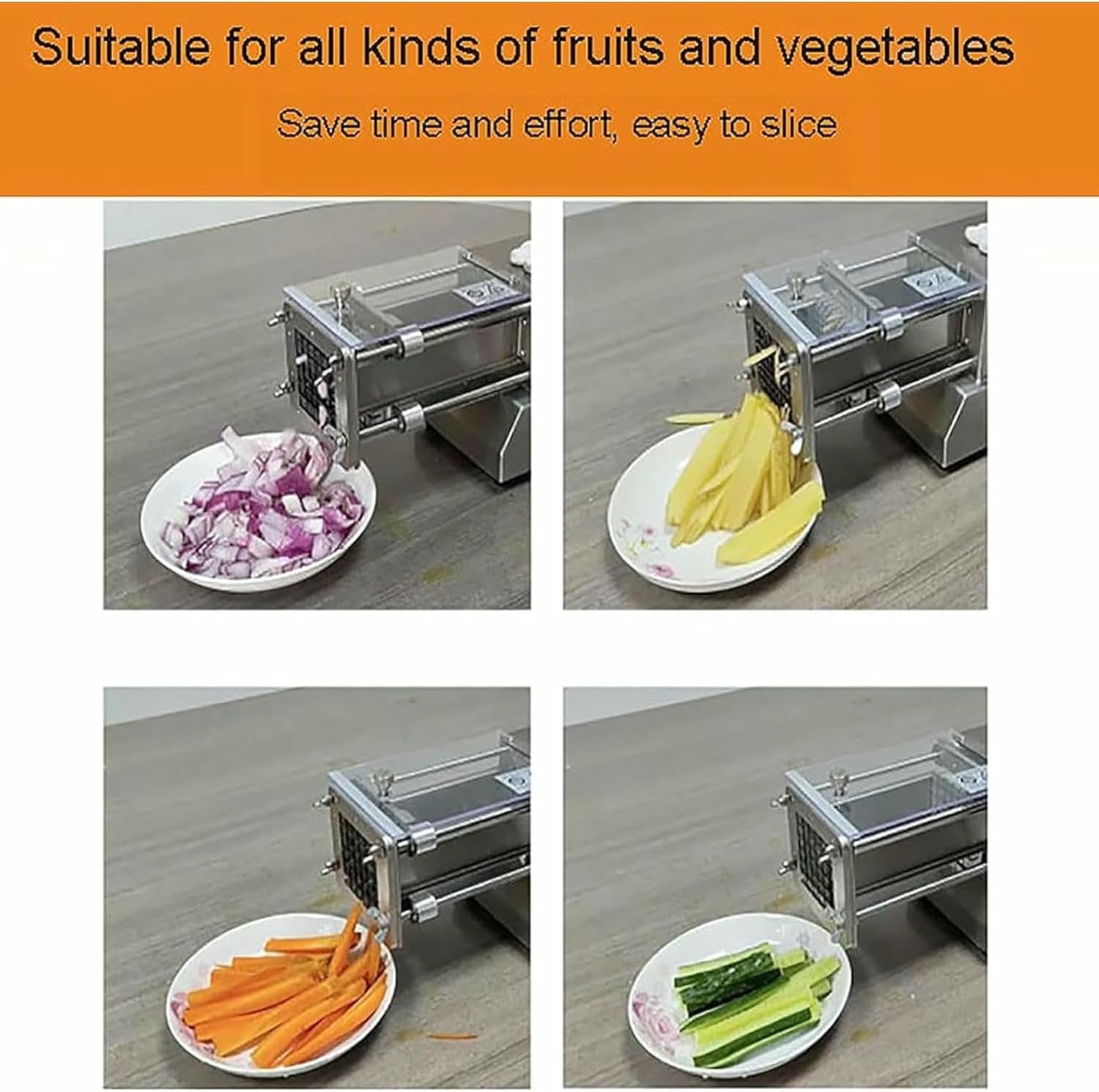 Commercial Food Slicer, Stainless Steel Electric Potato Cutter, Professional Vegetable Cutter For Potatoes, Onions
