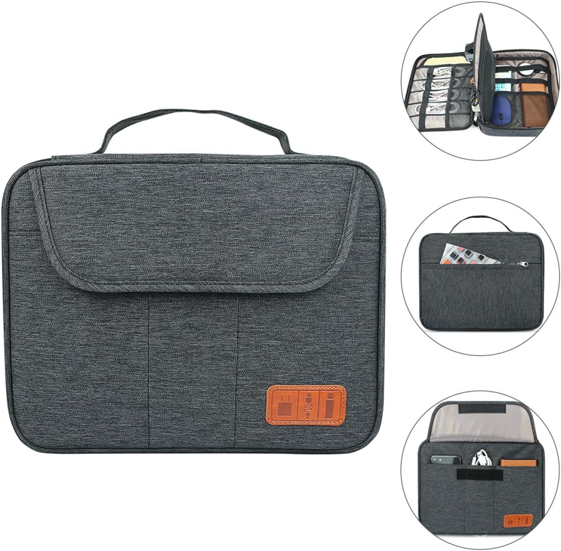 jojofuny Multi-functional Digital Storage Bag Double-layer Cable Case with Elastic Bands and Sturdy Handle for Electronic Accessories Travel Organizer