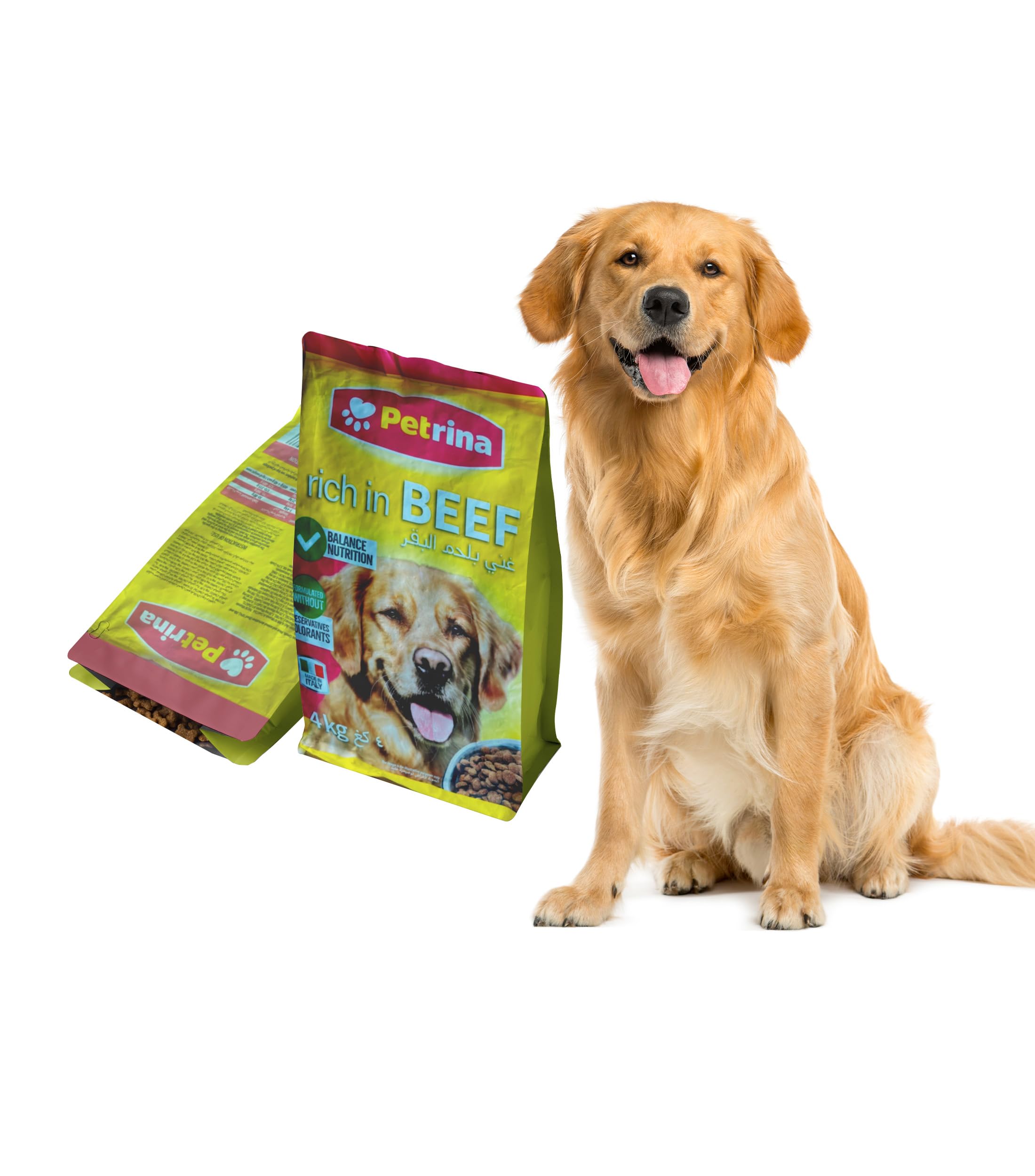Petrina Premium Dog Food 4kg | Irresistible Blend of Cereals, Beef, Oils, Fats, and Minerals | Formulated for Adult Dogs | Dry Dog Food with Vitamins | Best Pet Food for Dogs
