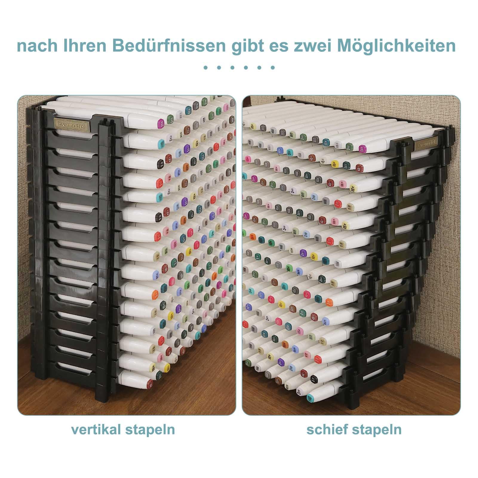 Evemodel 15 * 6 Stifthalter Schreibtisch Bürsten Schlitz-Haltebecher PC Kunststoff Desktop-Markierungshalter zum Organisieren (12Stk., schwarz)