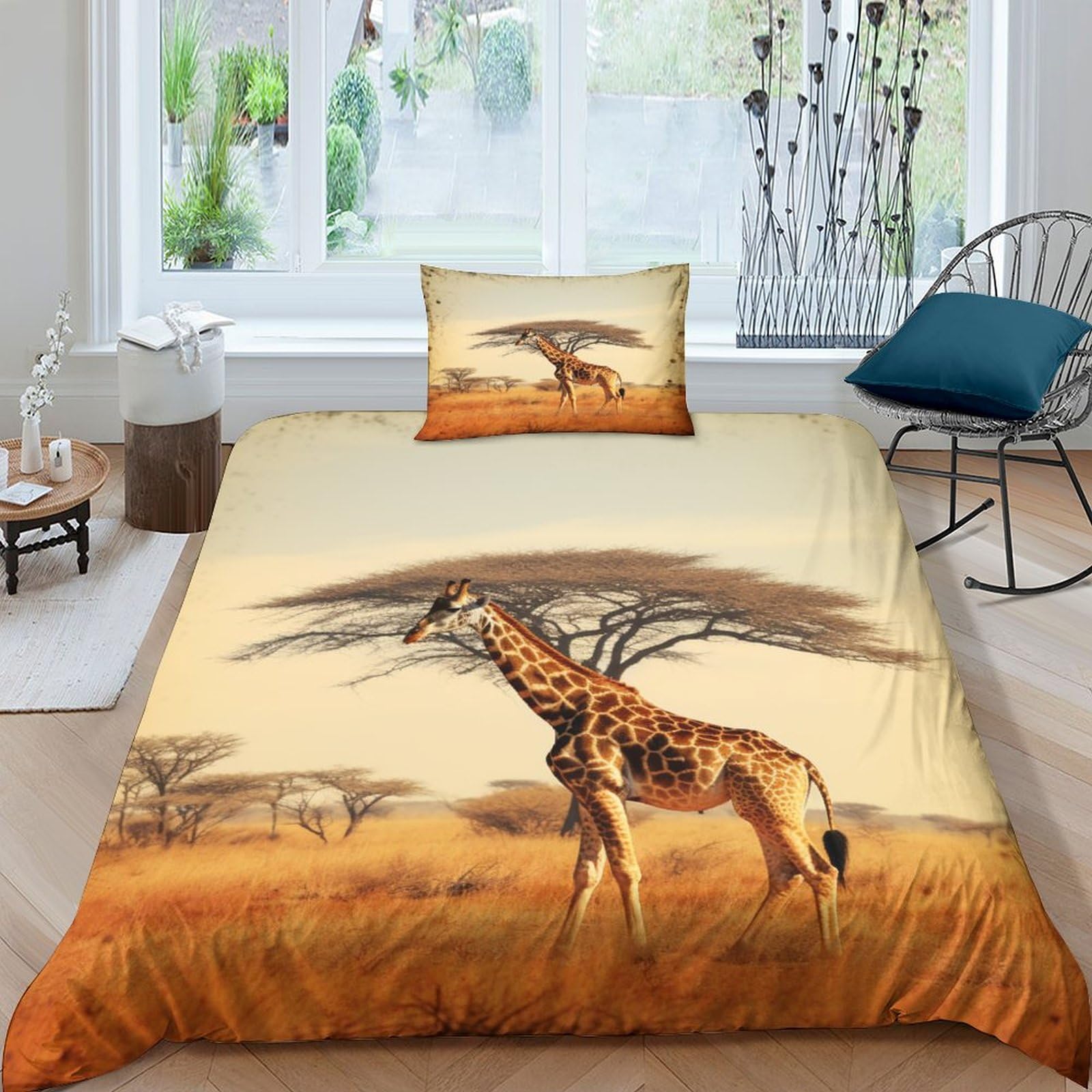 Parure de lit girafe africaine microfibre de qualité supérieure parure 3D zippée 135x200