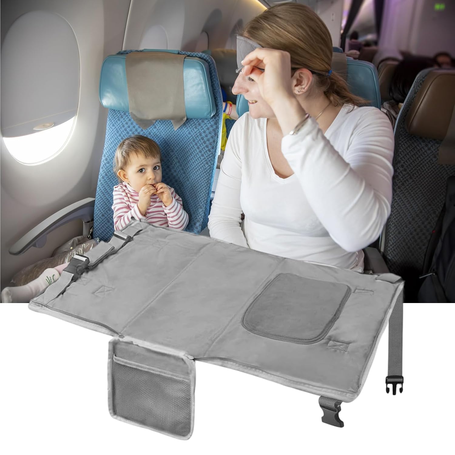 Airplane Toddler Bed Seat Extender, Foldable Sleeping Mat, Travel Duffel Organizer, 76.2x43.2x2.5cm, for Kids, Girls, Boys, and Women, Ideal Flights, Preschoolers, Family Travel Organization