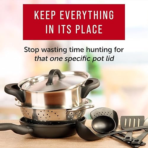 Miniatura 5 de Organizadores de pared para tapas de ollas, clips adhesivos para tapas de ollas, mantiene tus armarios organizados, incluye dos tamaños de 6 y 9