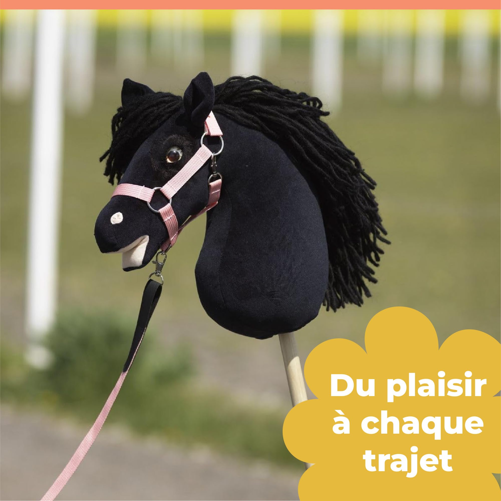 Panduro DIY Hobby Horse | Cheval à Baiser – Cheval Non décoré avec Tige en Bois | Cheval bâton sans roulettes, sans Son | Longueur 85 cm | Friesian