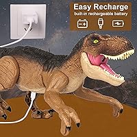 Vista 5 de Juguetes de Dinosaurio con Control Remoto para Niños de 3 4-7 8-12 - Regalos de T-Rex Grande y Realista RC para Niños, Dino Interactivo con Luz
