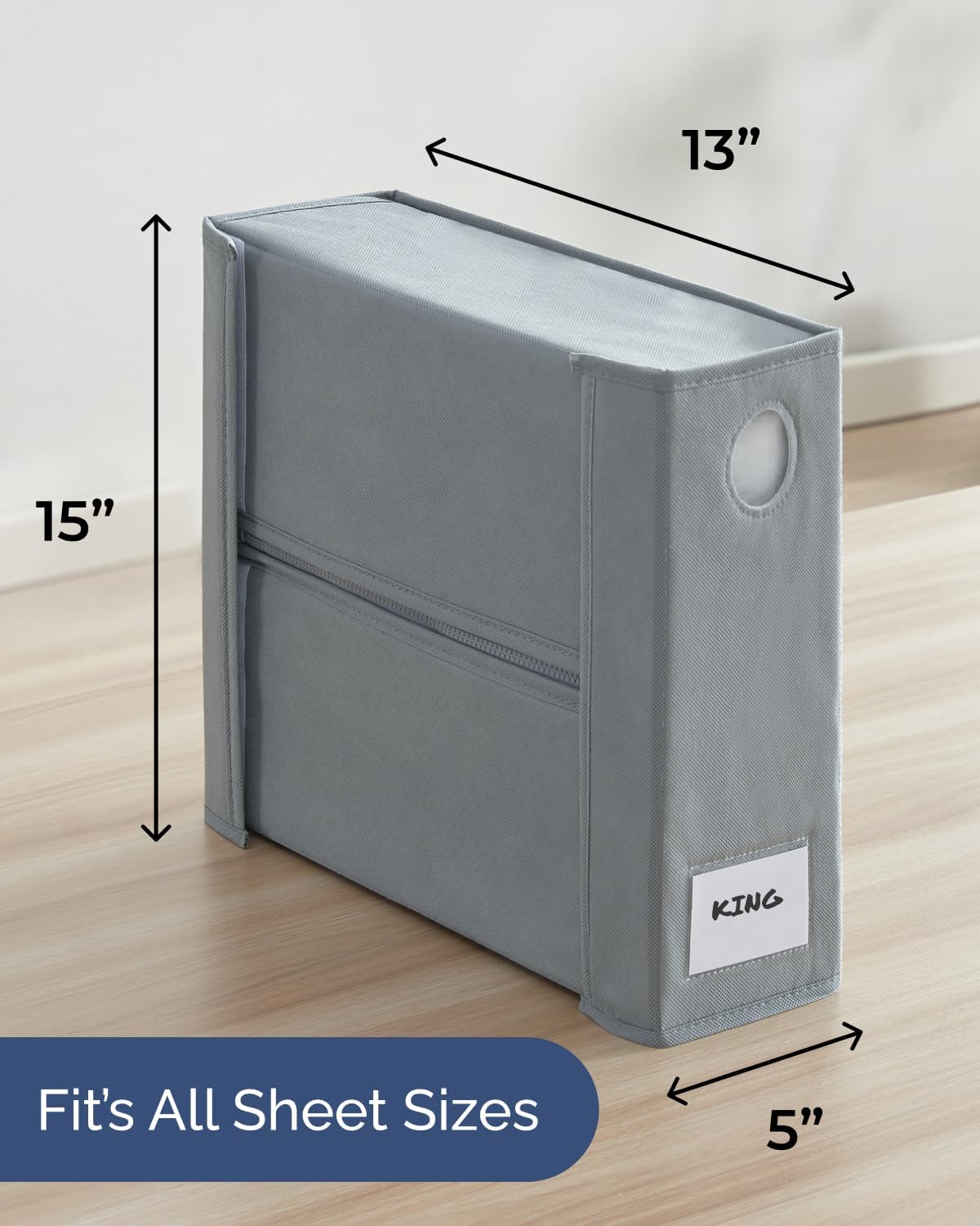 4 Pack Sheet Organizers - Foldable Storage Sheets Set Organizer for Linen Closet - King & Queen Size - Folder Keeper with Window XL - Blanket, Duvet & Pillowcases Dustproof Bedding Container - Grey