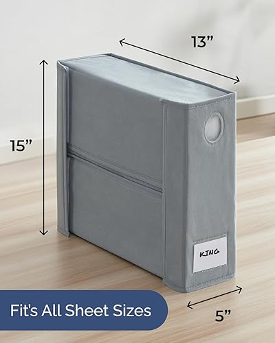 Miniatura 3 de Paquete de 4 organizadores de sábanas, organizador plegable para armario de lino, tamaño King y Queen, carpeta con ventana XL, manta, edredón y