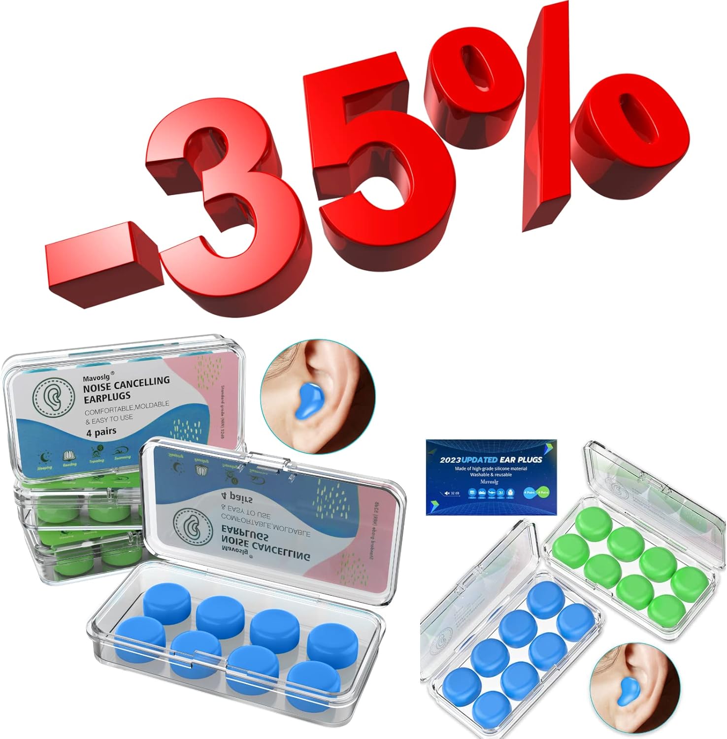 [New] Mavoslg Wax Ear Plugs for Sleep 48 Silicone Wax