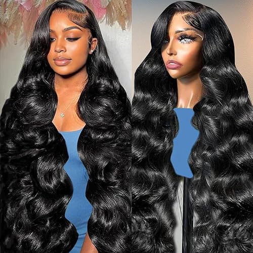 Pelucas de cabello humano ondulado profundo con encaje frontal de 13 x 4, sin pegamento, pelucas de cabello humano prearrancado de densidad 180,