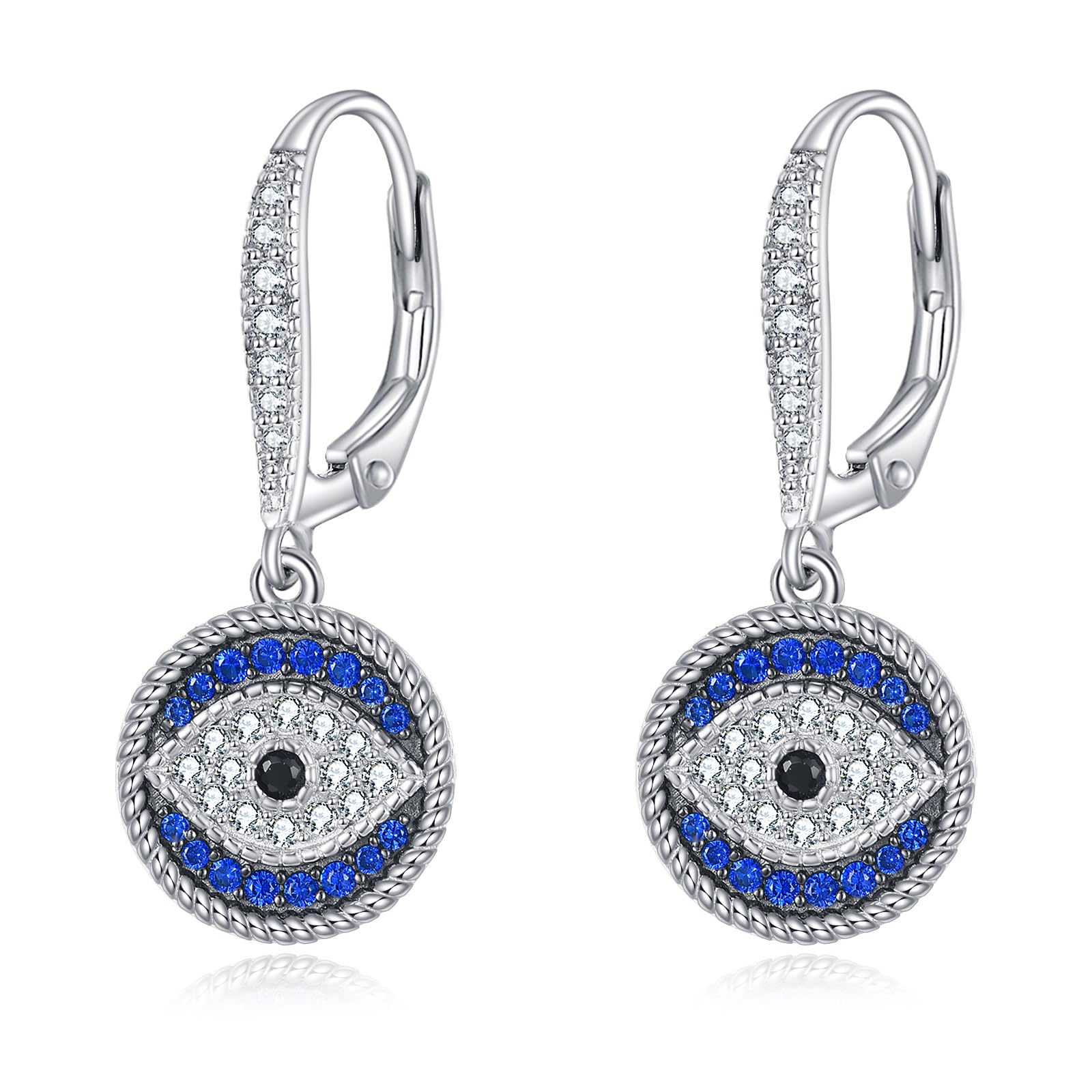AXELUNA Pendientes de mal de ojo para mujer, de plata de ley, con diseño de ojo minimalista, regalos de joyería