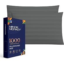 100% Egyptian Cotton Damask Striped Pillowcases Set of 2 Queen Size, Luxury Cooling Soft Pillow Covers, Fade Resistant Hotel Quality Pillowcase for Comfy Sleep - Dark Grey