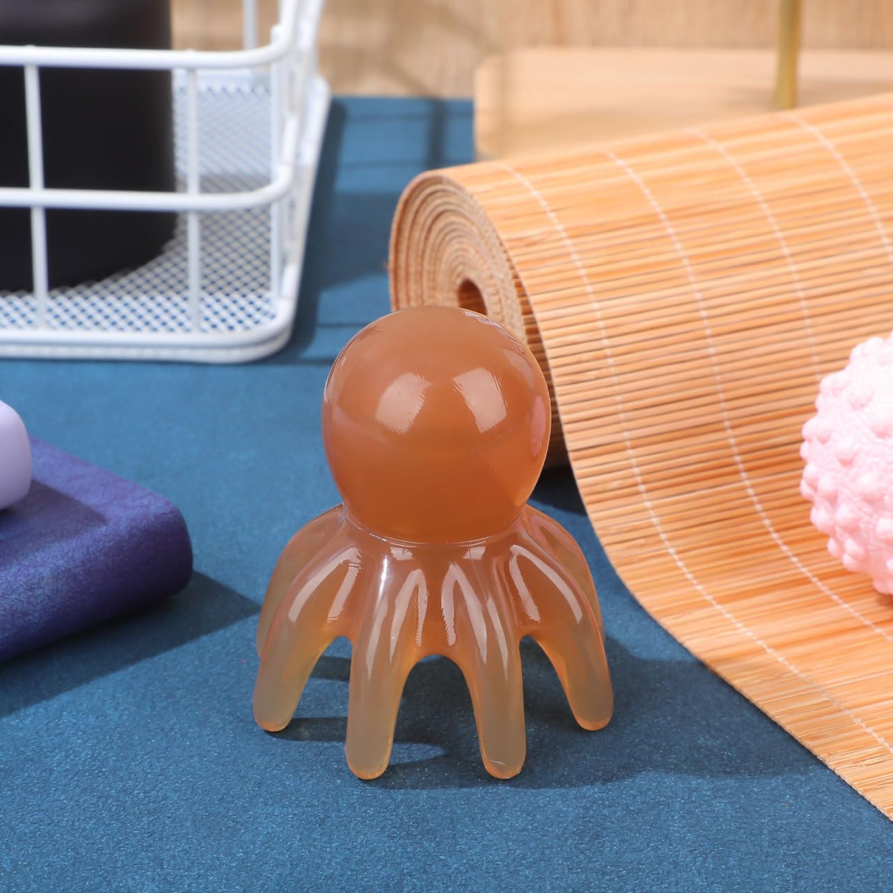 Jade Octopus Comb Scalp Massager Gua Sha Hair Detangler Portable Acupoint Massager Tool