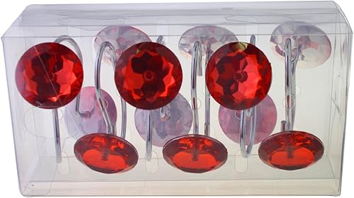 Miniatura 7 de Anillos para cortina de regadera con forma de diamante/estrás decorativo circular de acrílico brillante; conjunto de 12 anillos deslizantes para