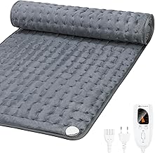 MYCARBON Heizkissen Rücken 92x50cm Wärmekissen mit 6 Heizstufen 4 Timerstufen waschbar Heizdecke mit Abschaltautomatik für Schulter Nacken Bauch Grau