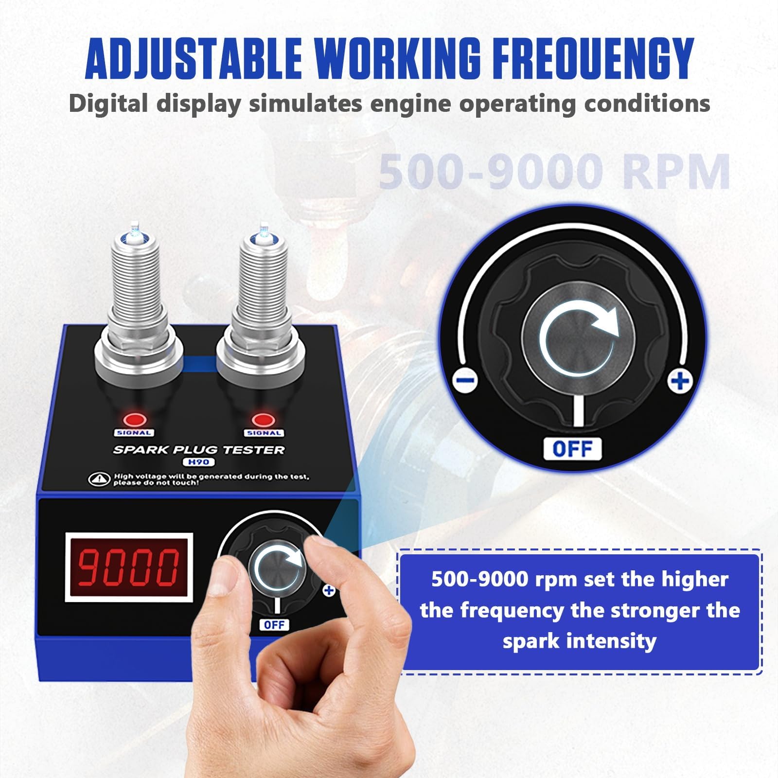 Tester per candele H90, con display LCD, tester di accensione per auto, con doppio foro, scanner diagnostico per veicoli a benzina da 12 V