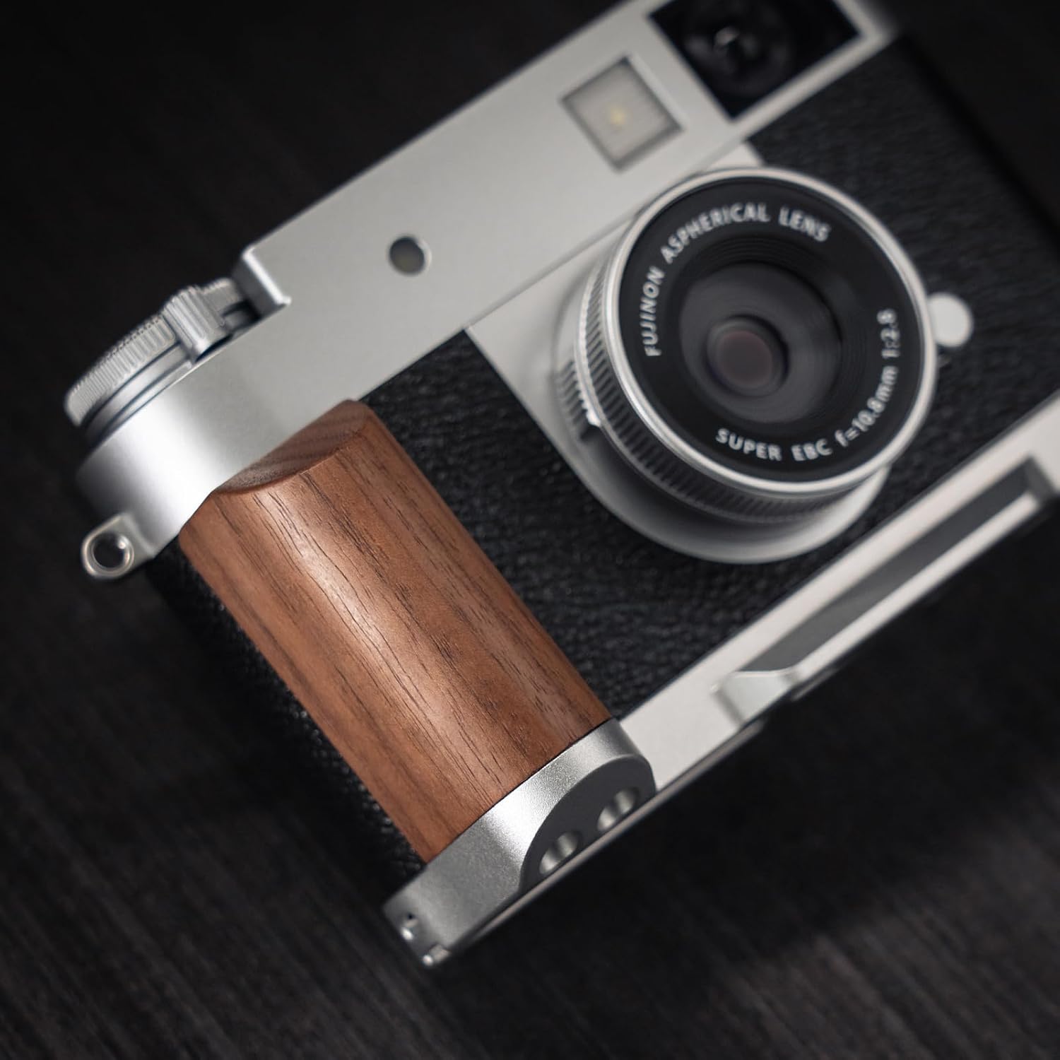 Handmade Wooden Handle Grip L Plate Alloy Base for Xhalf X-Half Camera Holder (Walnut + Silver Base)