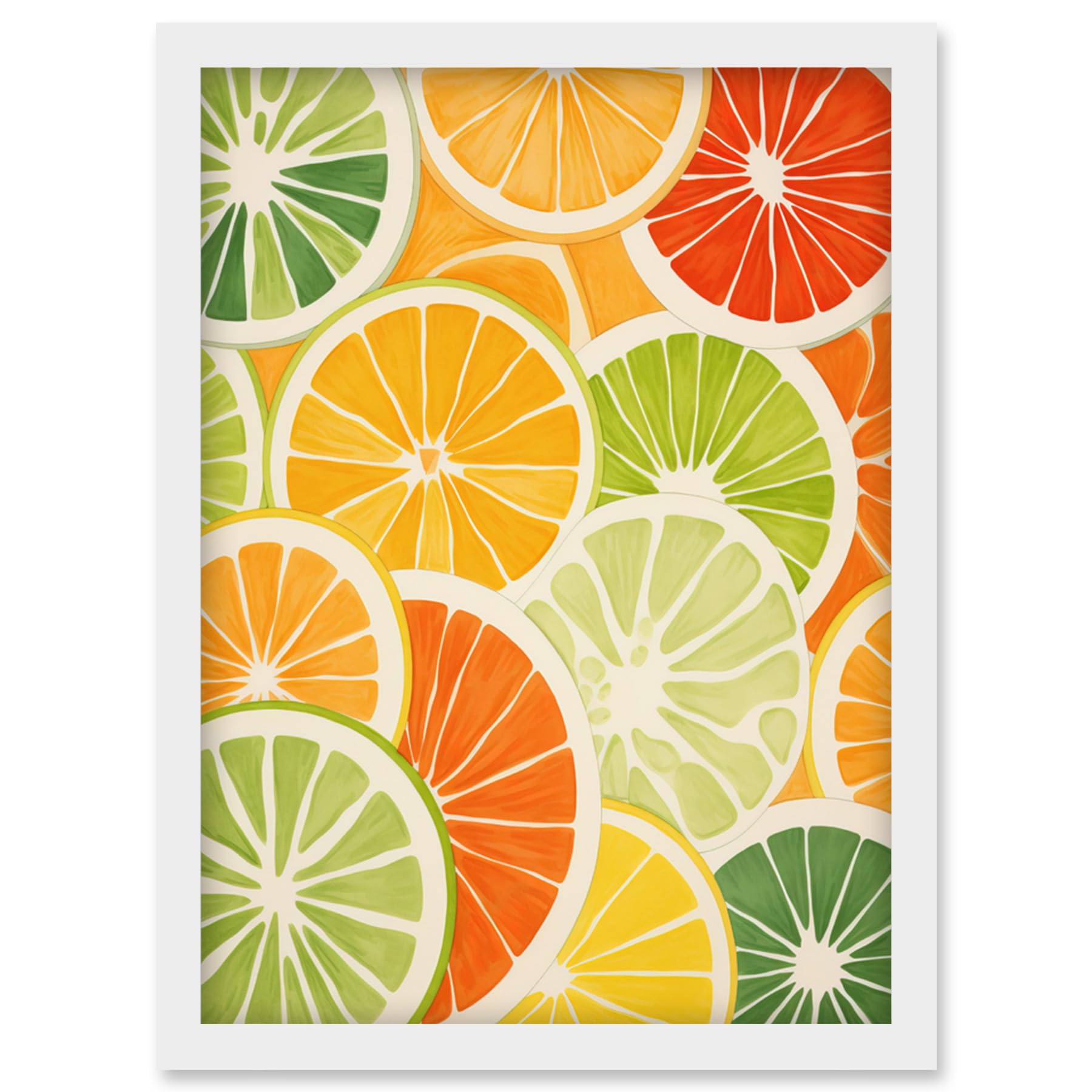 Slices of Limes Oranges and Grapefruit Bright Kitchen Framed Wall Art Print A4