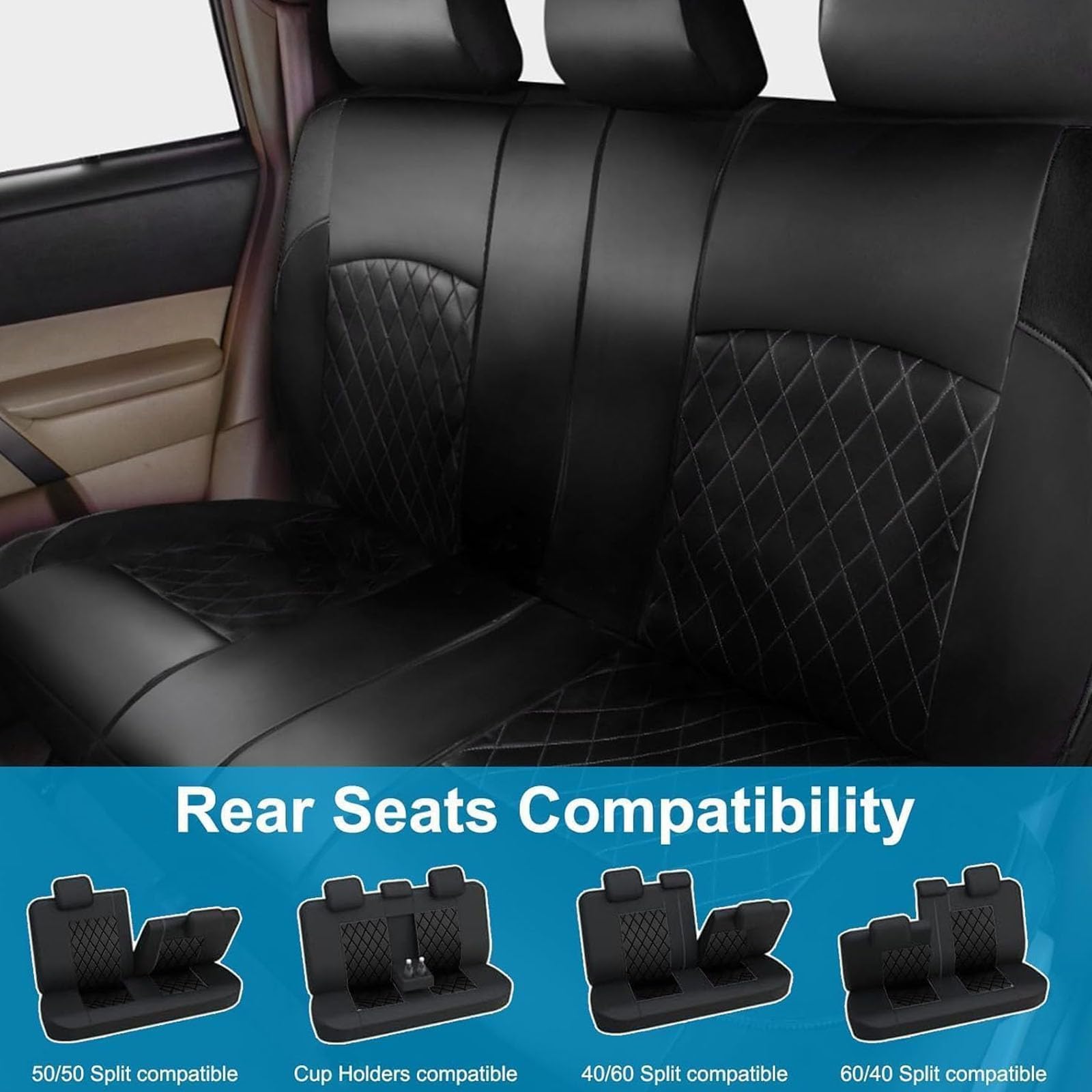 Housses de Sièges de Voiture pour Dacia Duster (HS) 2011-2016, Avant et Arrière Ensemble Complet de Housses Protection Universel Anti-Poussière,A/Black
