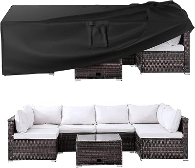 Ruimoy Patio Furniture Covers, Outdoor Furniture Cover Waterproof, General Purpose, Outside Table and Chair Covers, Heavy Duty 600D (128 Inch L x 82 Inch W x 28 Inch H)