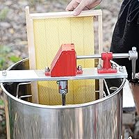 Vista 2 de Extractor manual de miel, 2 marcos de acero inoxidable con mango y soporte de 3 patas, equipo de extracción de apicultura, extrae miel rápidamente
