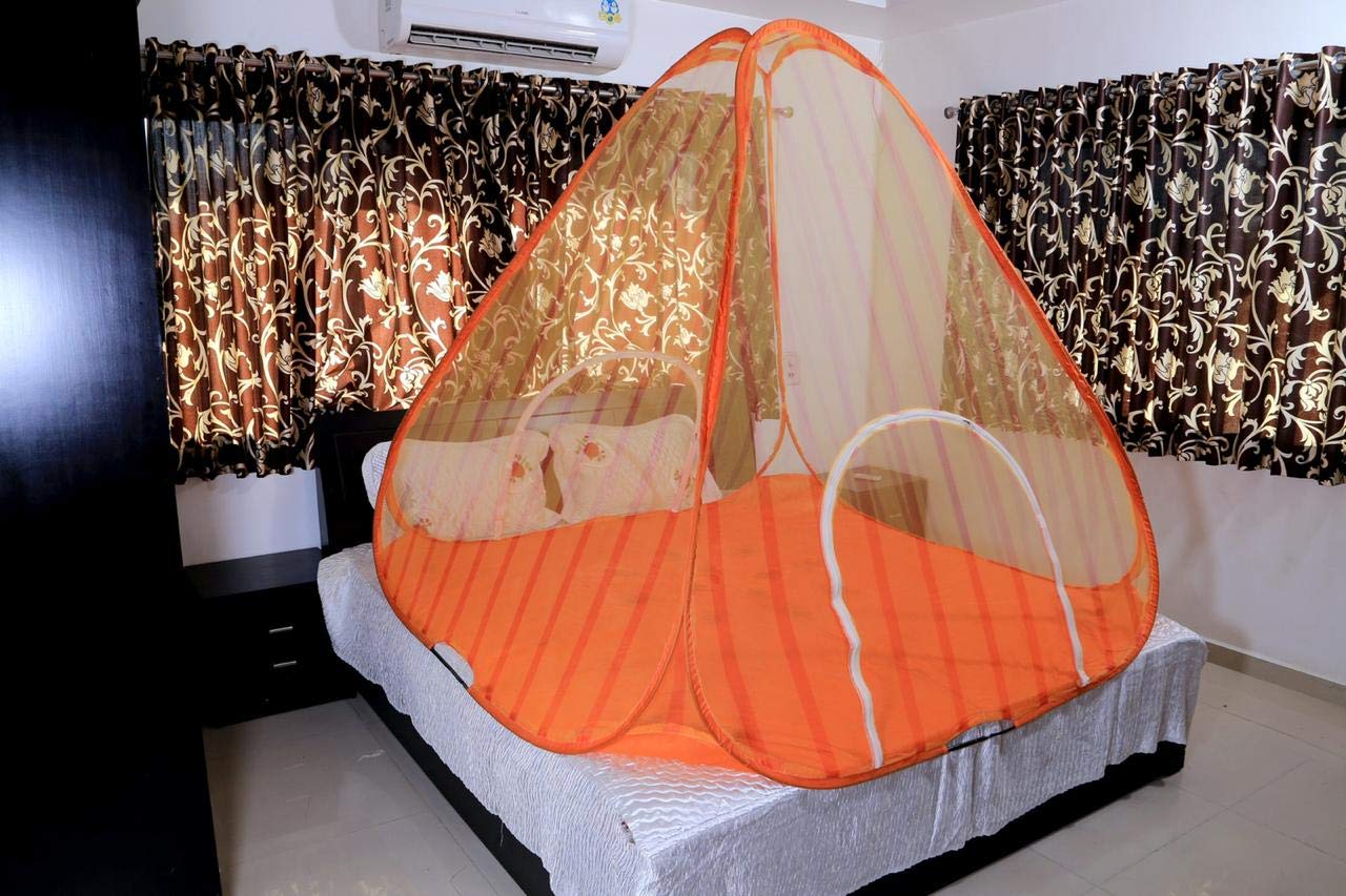 FARMER KING MAT Foldable Mosquito Net Flexible for Double Bed,King Size Bed, Queen Size Bed Stripe Orange for Baby and Adult Protection (B093886MCM) Amazon Price History, Amazon Price Tracker