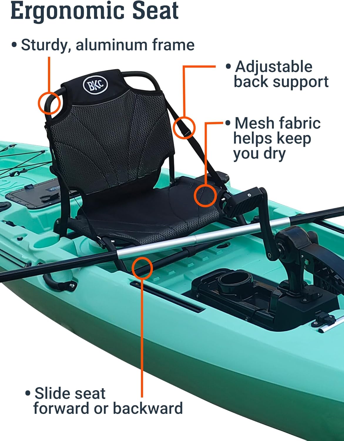 Upgraded Brooklyn 12.0 Pro Pedal Drive Propeller Kayak by BKC, 12 ft Hands-Free Single Fishing Kayak, Rudder Steering, 70 lb Hull, Watertight Storage & Adjustable Seat