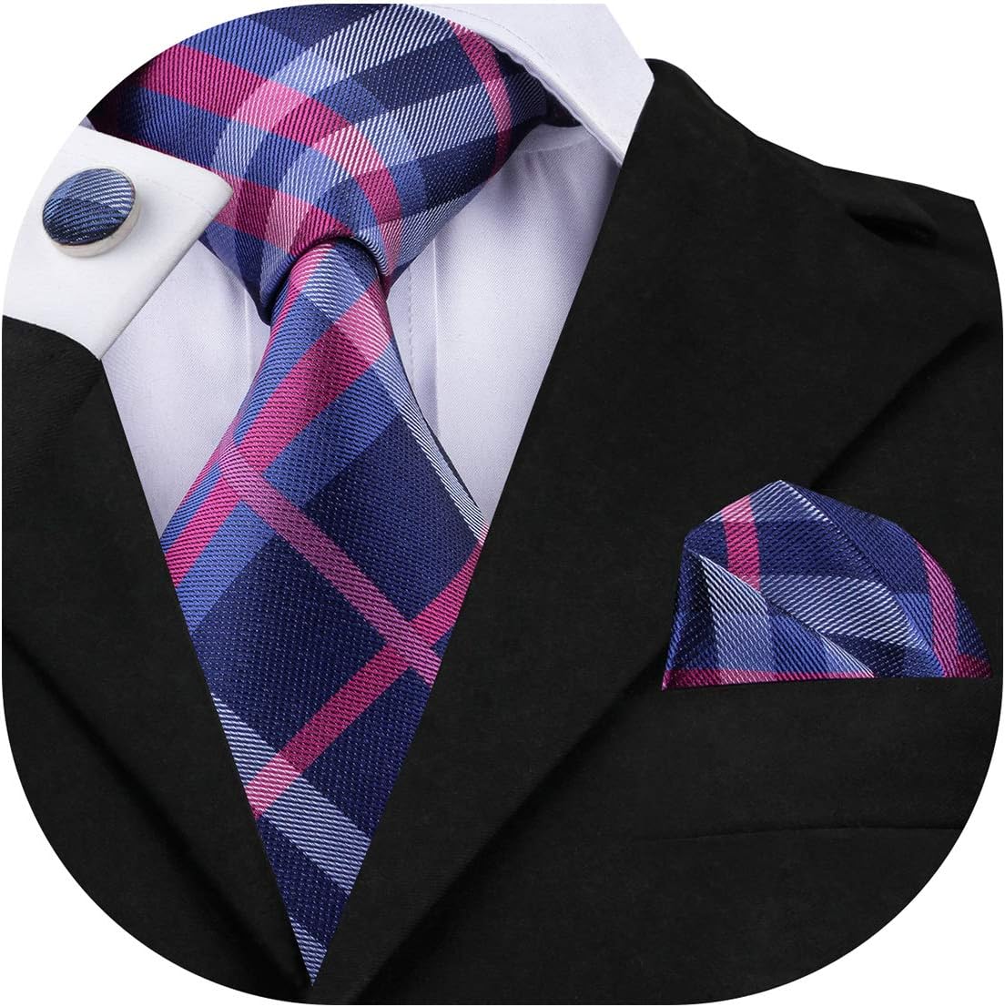 Dubulle Mens Paisley Striped Tie WOVEN Necktie for Men and Handkerchief Cufflinks Set Wedding Formal Business - Image 7