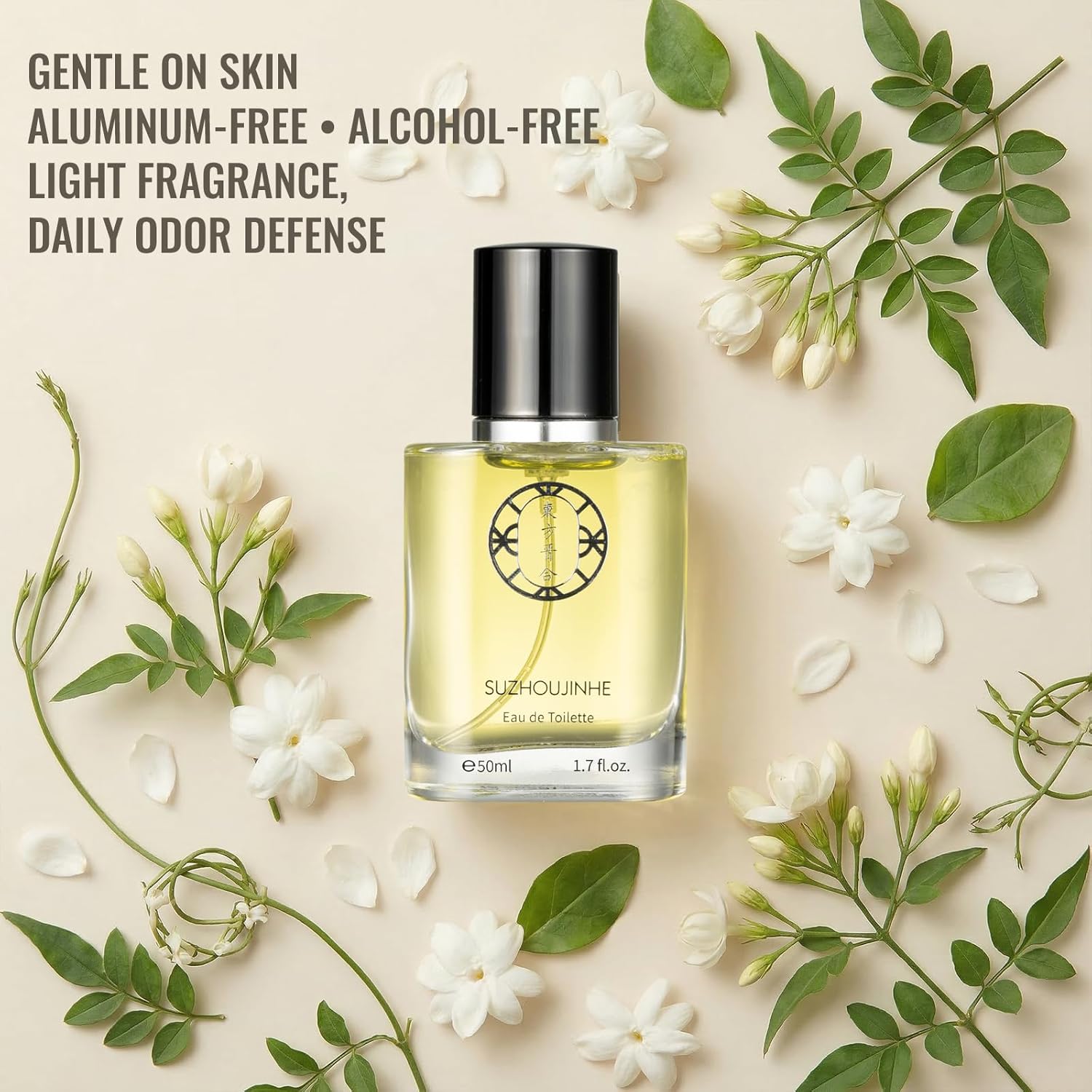 Enzyme Odor Control Body Mist for Men & Women Long-Lasting Underarm Hair & Body Spray Aluminum-Free Alcohol-Free Light Fresh Jasmine Scent 1.7fl oz Portable Daily Purse Size