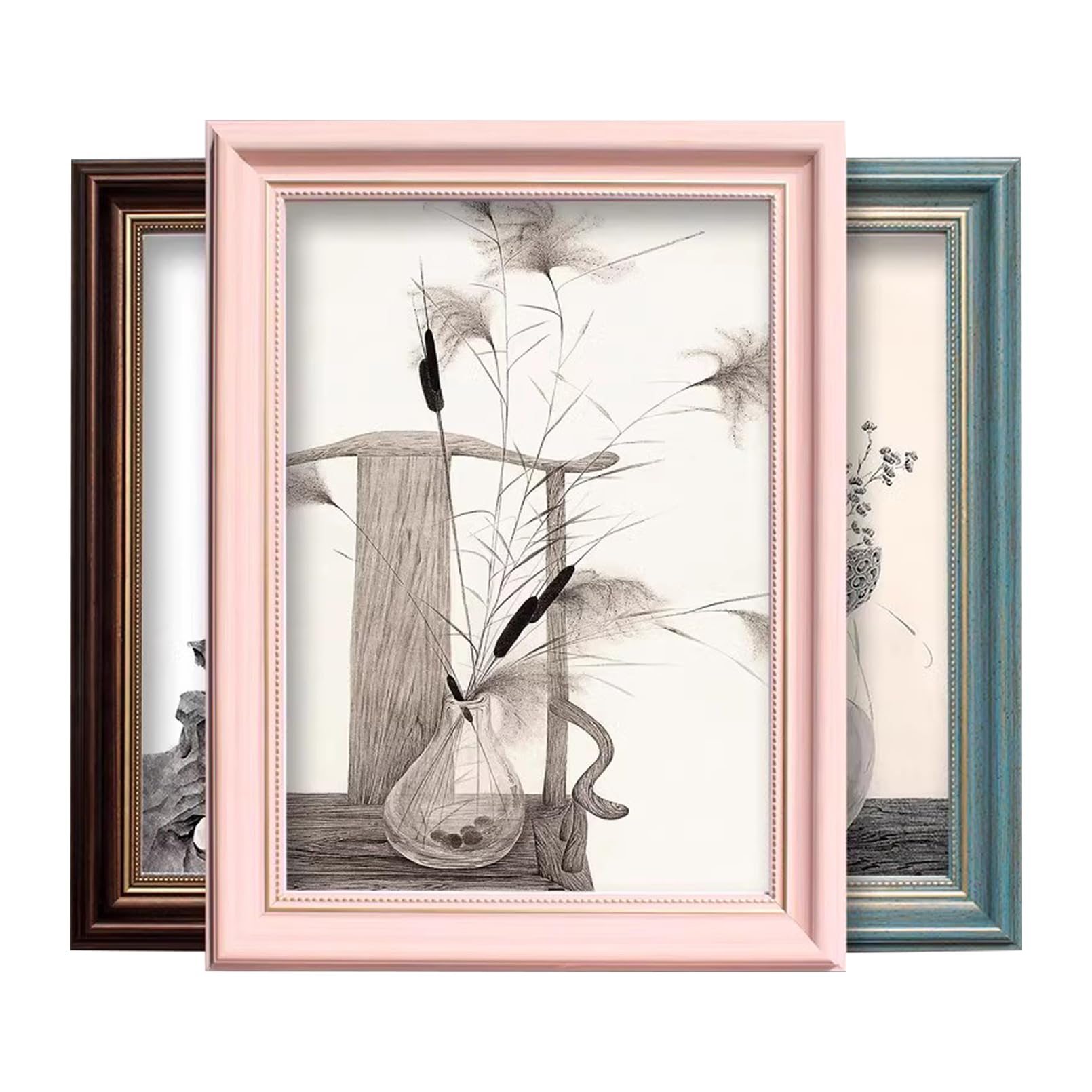 Cadre photo en résine lot de 3 style vintage pour décoration murale