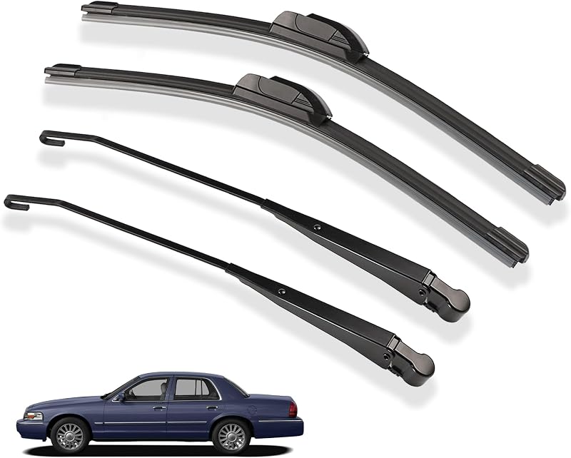 Juego de brazo y cuchilla del limpiaparabrisas delantero compatible con 1991-1996 Ford F150 | Compatible con 1991-1996 Ford F-150 F-250 Bronco, 1991-1997 F-350 F-Super Duty, reemplazar F4TZ-17526-A F1TZ17526AA F4TZ17526A